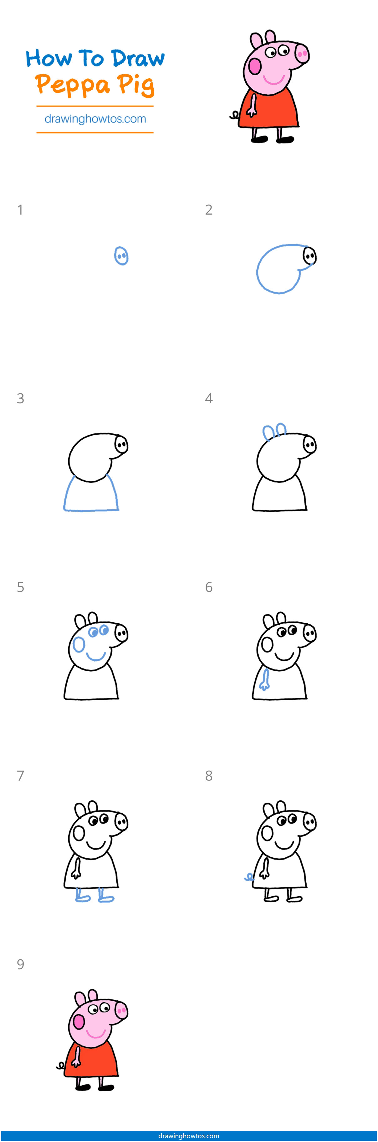How To Draw Peppa Pig Step By Step Easy Drawing Guides Drawing Howtos