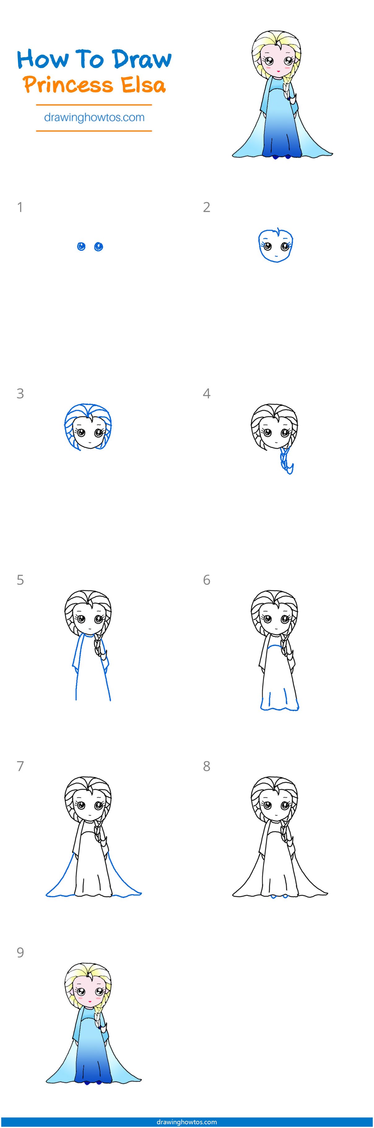 How to Draw Queen Elsa Step by Step