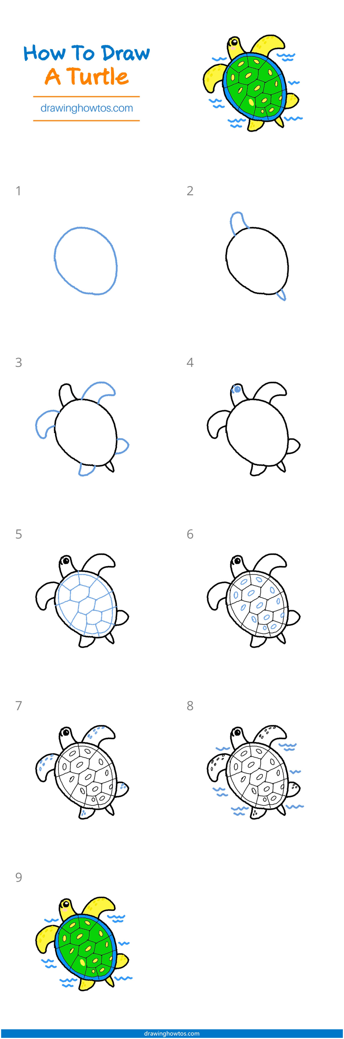 Line Drawing Easy Sea Turtle Drawing
