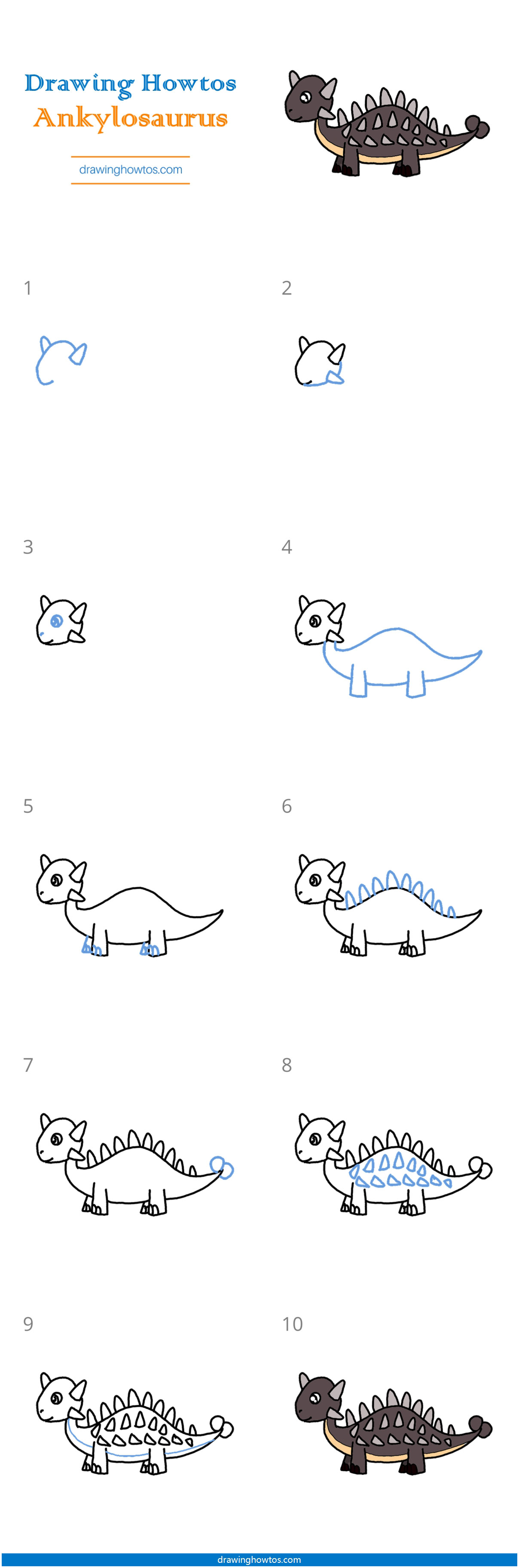 How to Draw an Ankylosaurus Step by Step