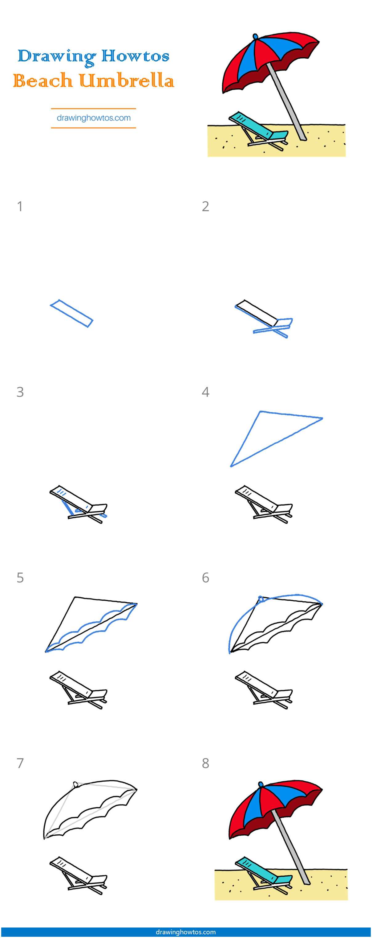 How to Draw a Beach Umbrella Step by Step