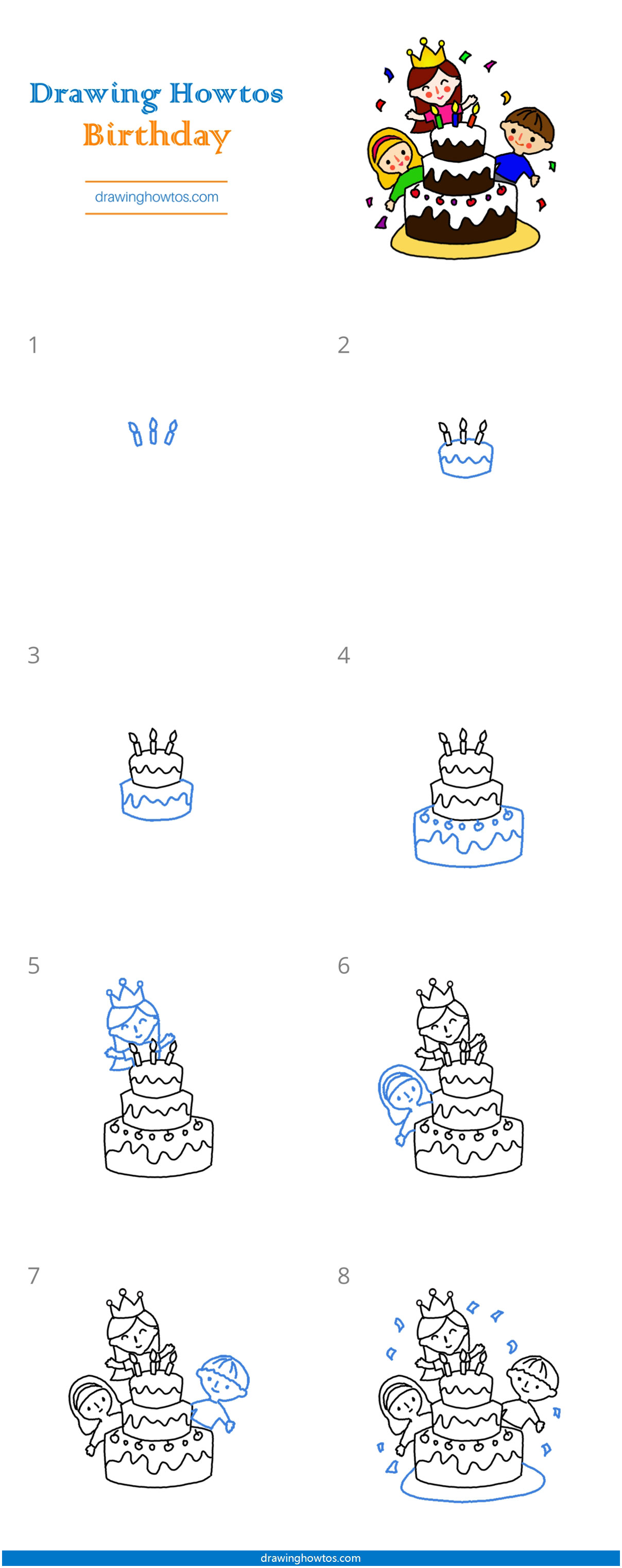 How to Draw a Birthday Party Step by Step