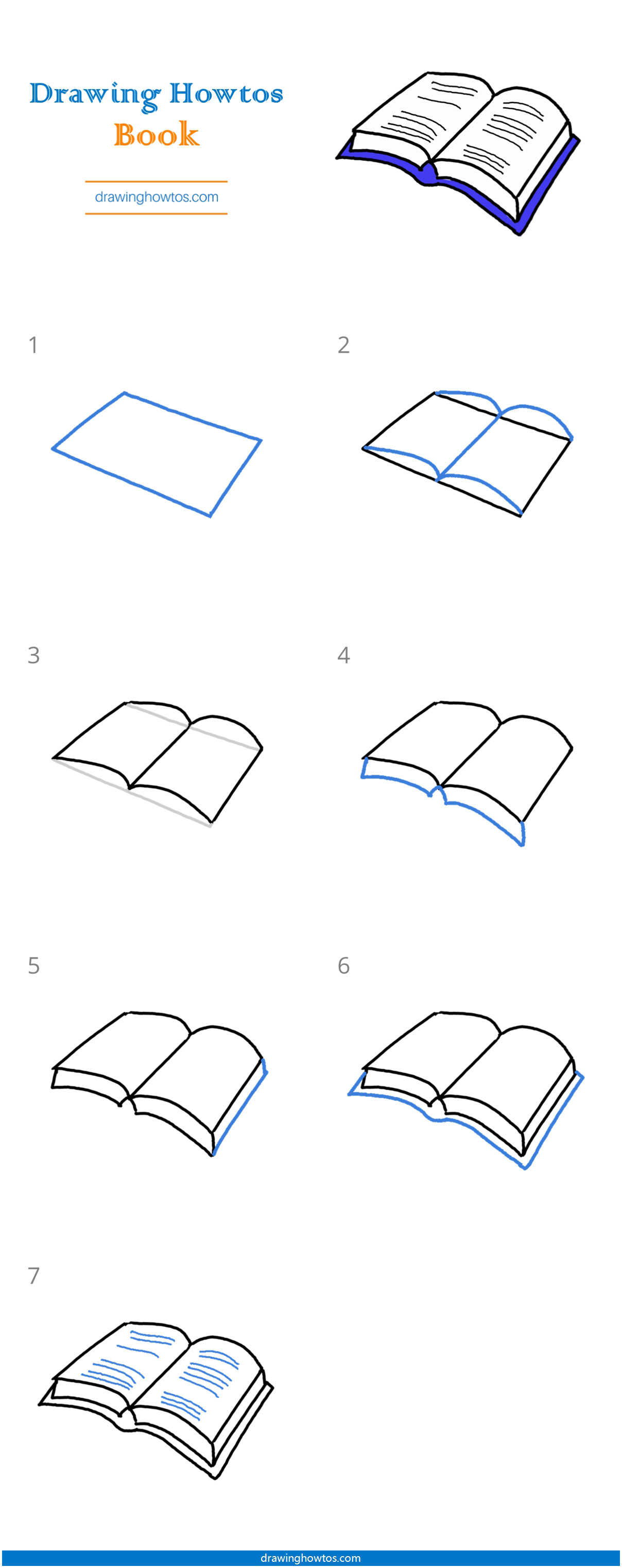 How to draw an open book with a pencil step-by-step drawing