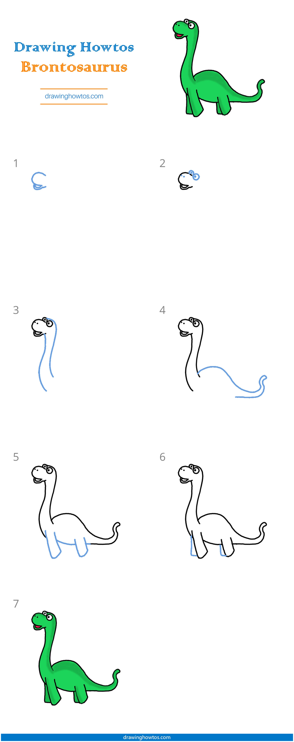 How to Draw a Little Brontosaurus Step by Step