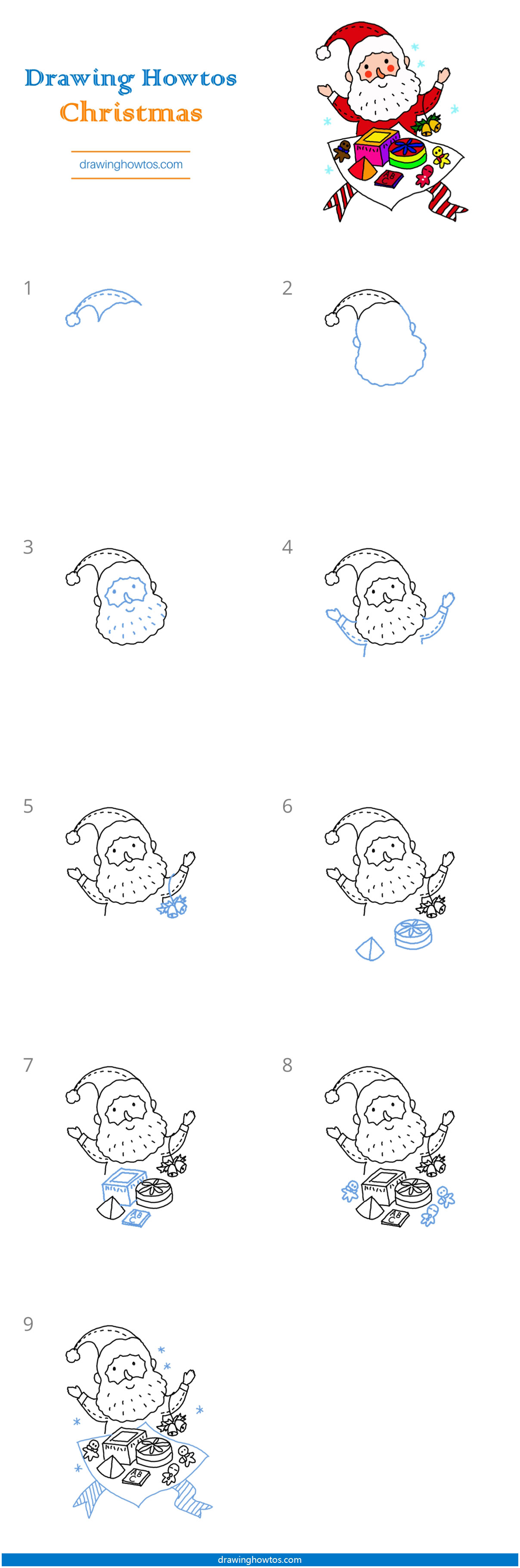 How to Draw Santa Claus and Gifts Step by Step