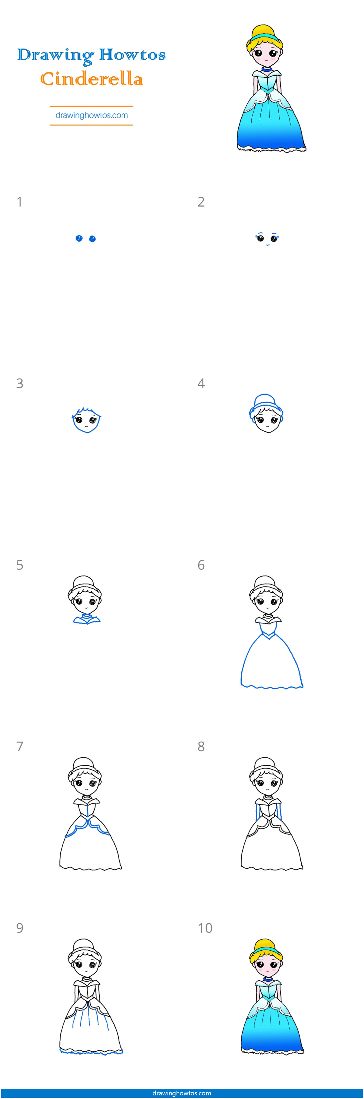 How to Draw Cinderella Step by Step