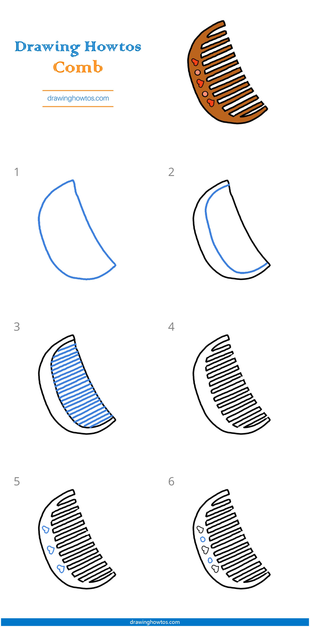 How to Draw a Wide-toothed Comb Step by Step