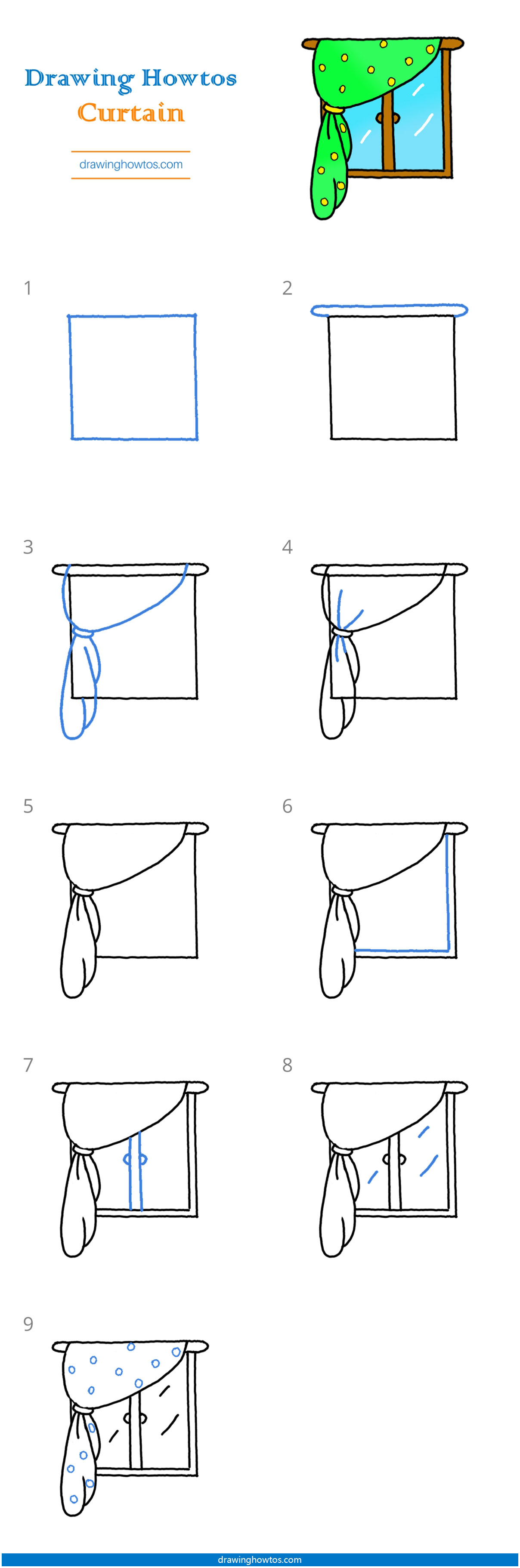How to Draw a Curtain Step by Step