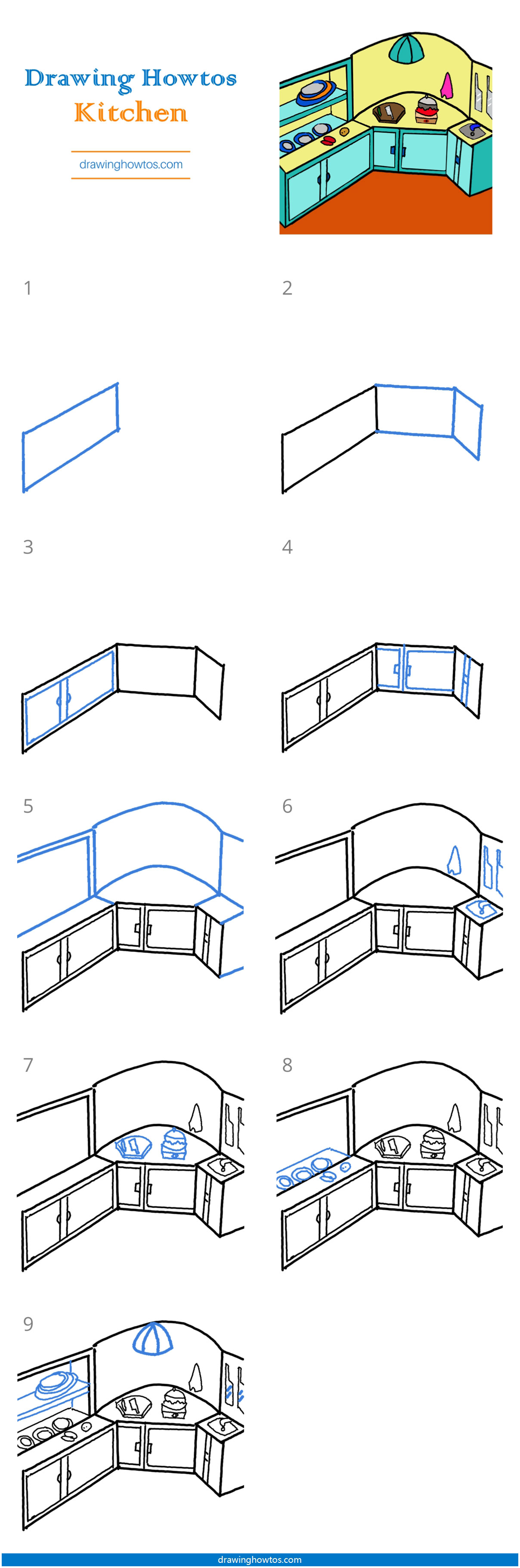 How to Draw a Kitchen Step by Step