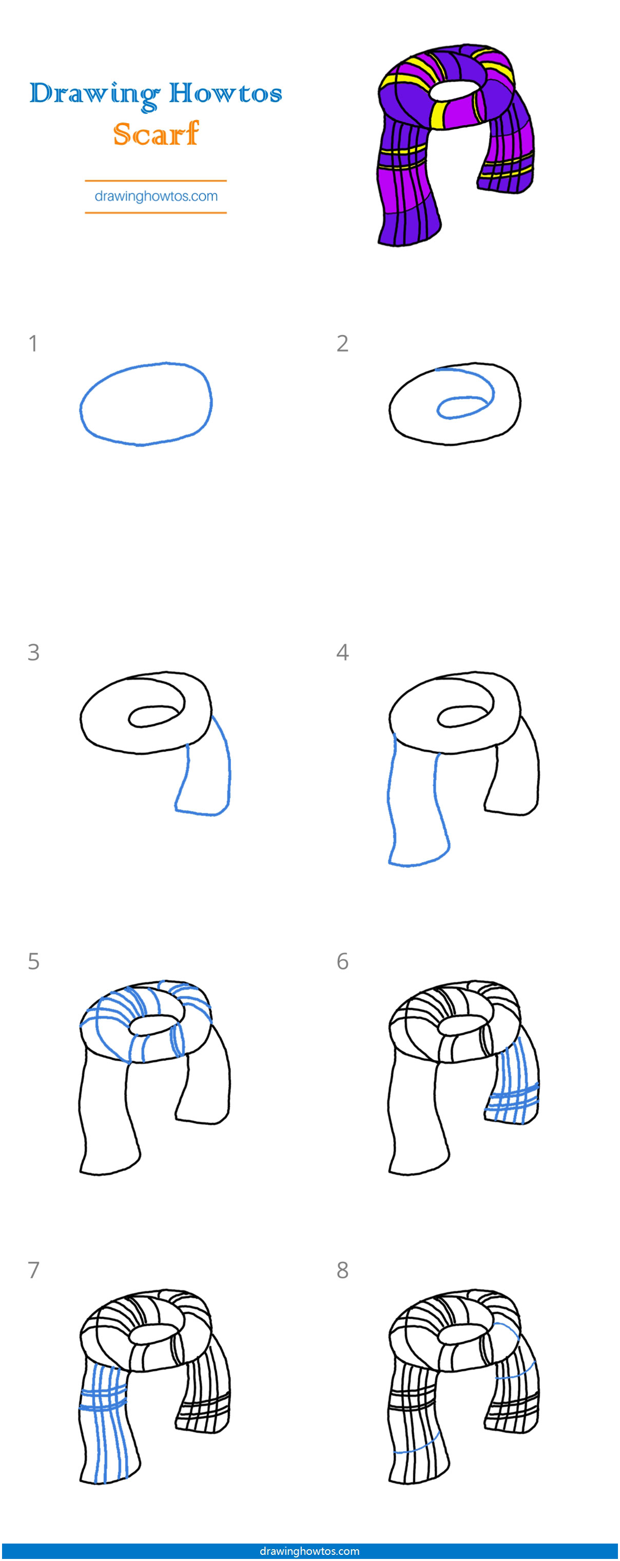How to Draw a Scarf Step by Step