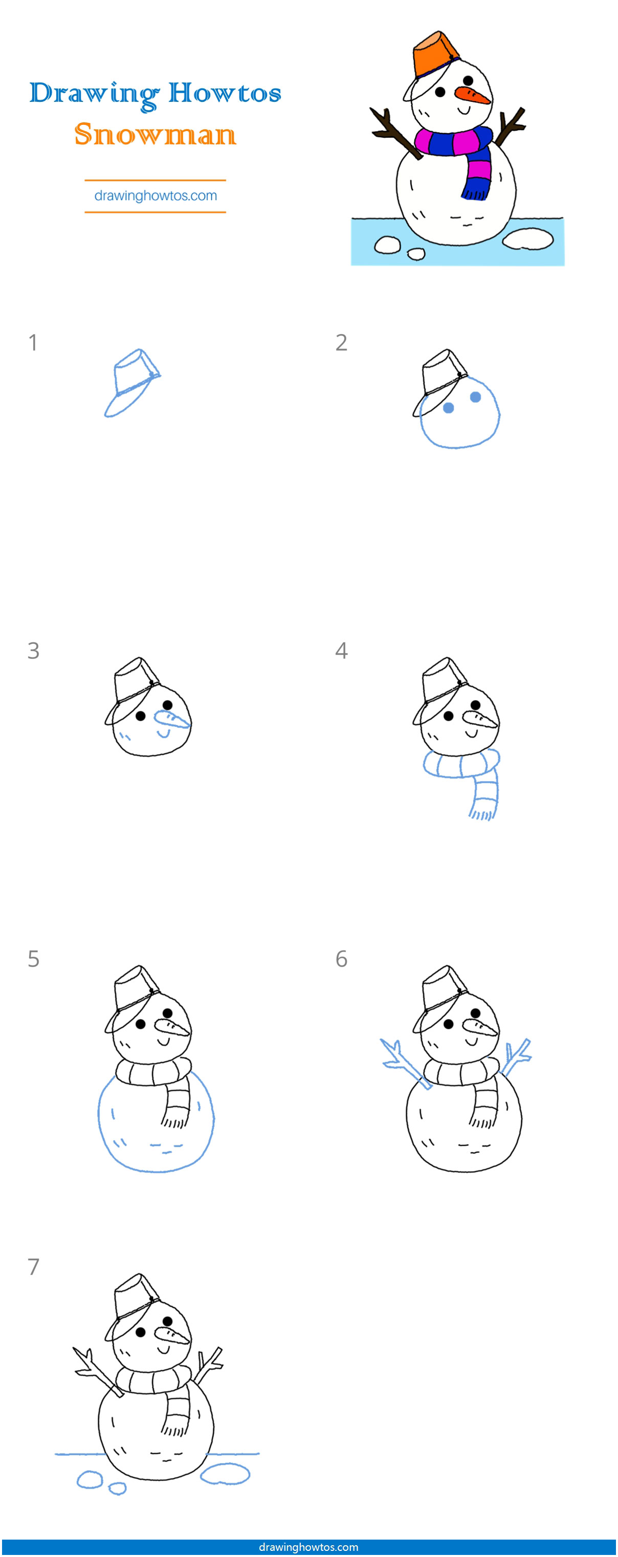 How to Draw a Snowman Cute Step by Step