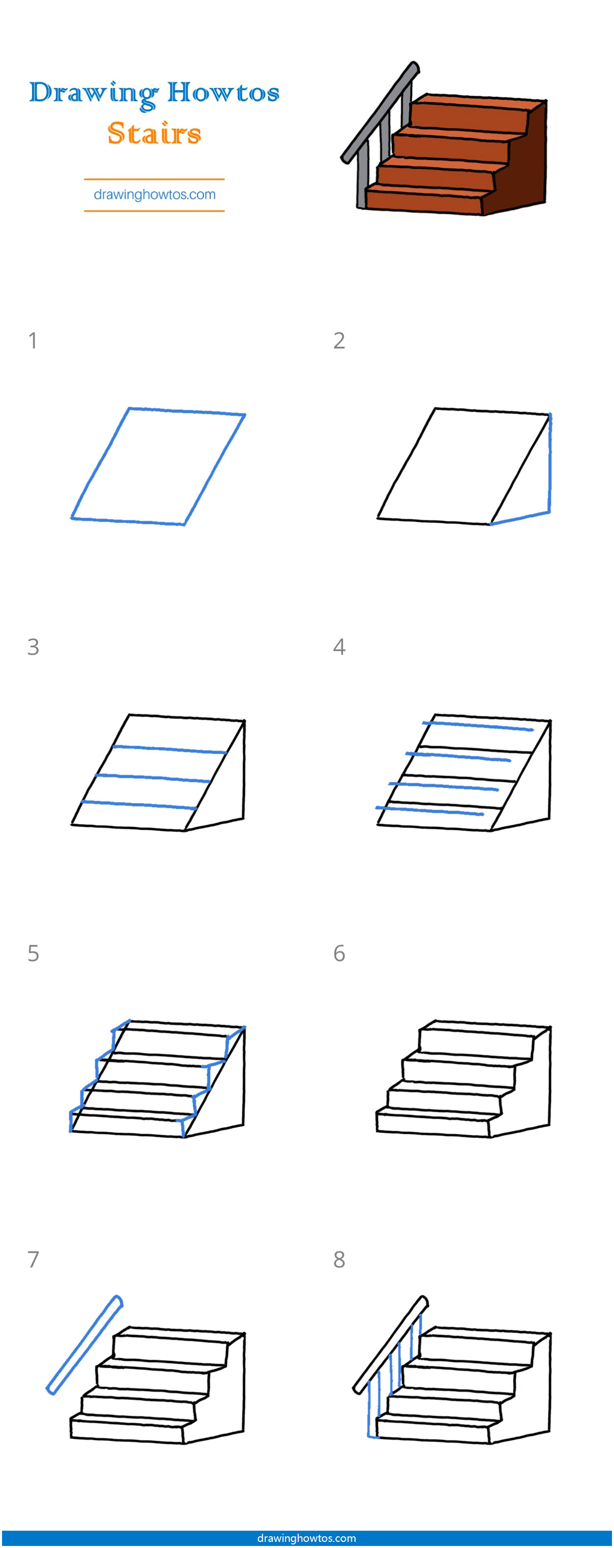 Stairs Drawing - How To Draw Stairs Step By Step