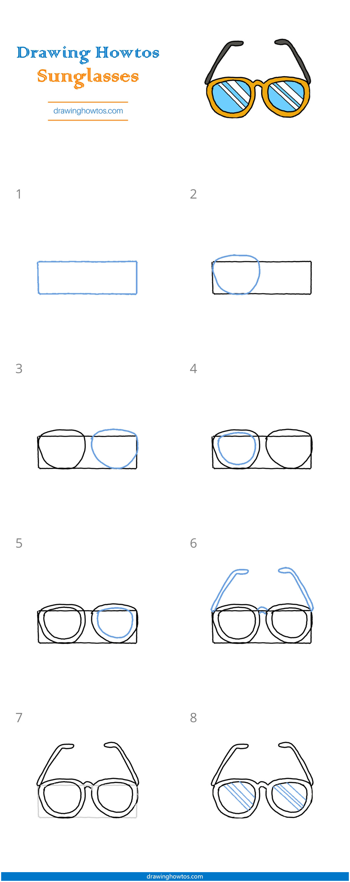 How to Draw Sunglasses Step by Step