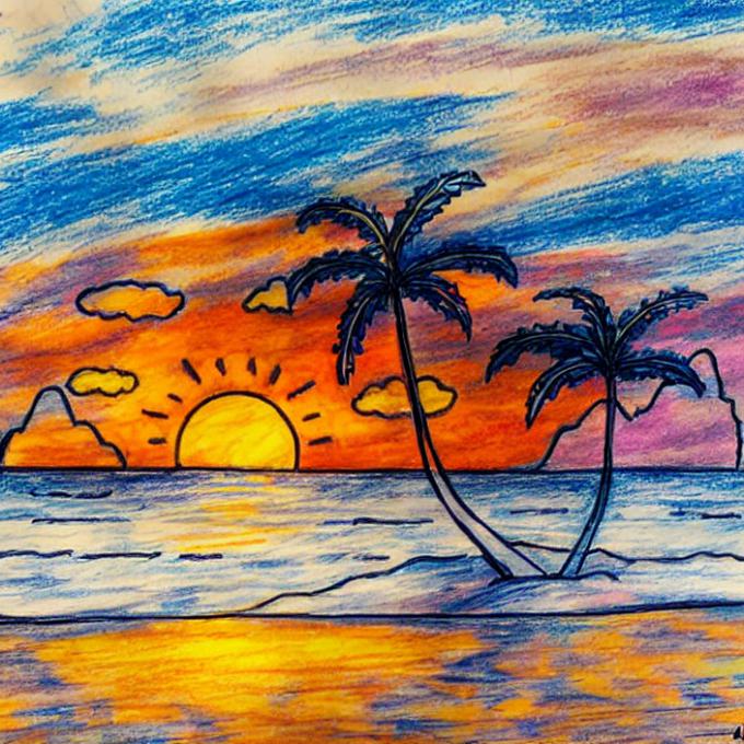 Tropical Beach Sunset Background 3428335 Vector Art at Vecteezy