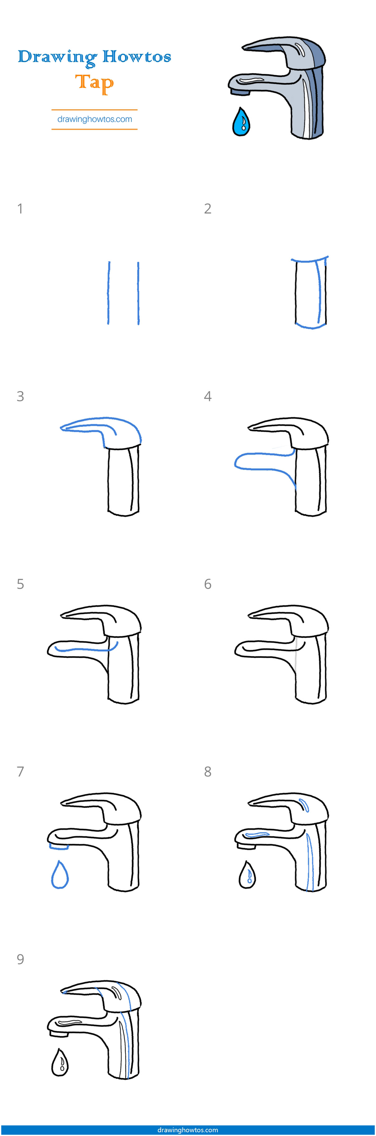 How to Draw a Water Tap Step by Step