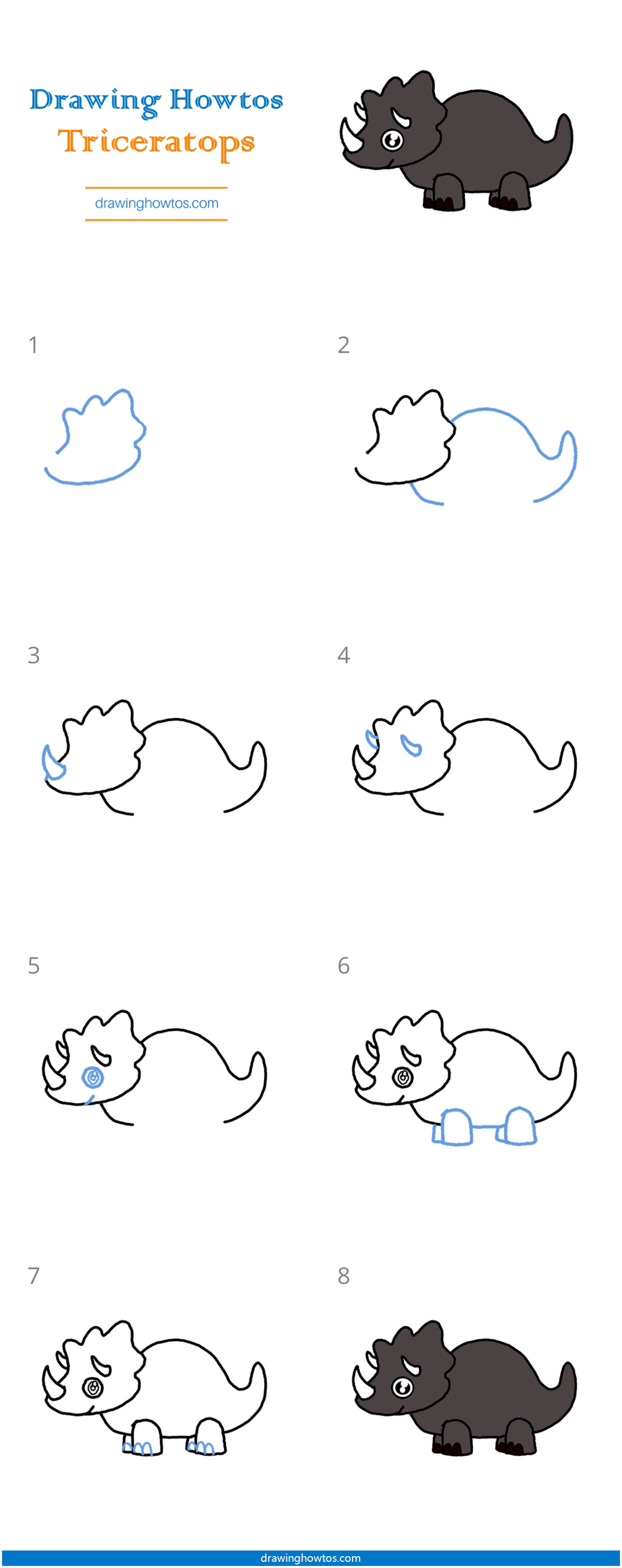 How to Draw a Triceratops Step by Step