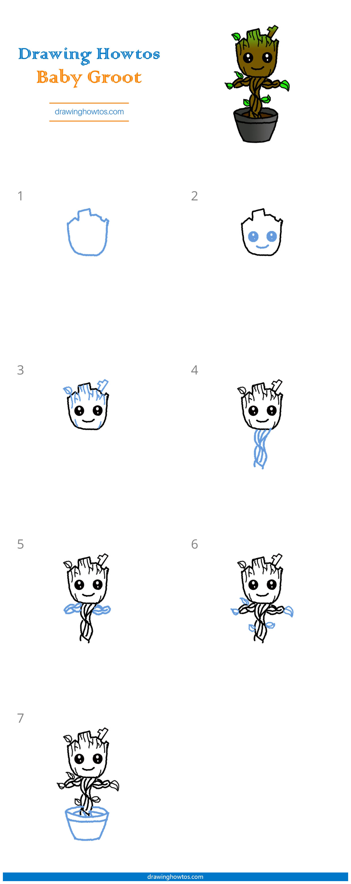 How to Draw Baby Groot Step by Step