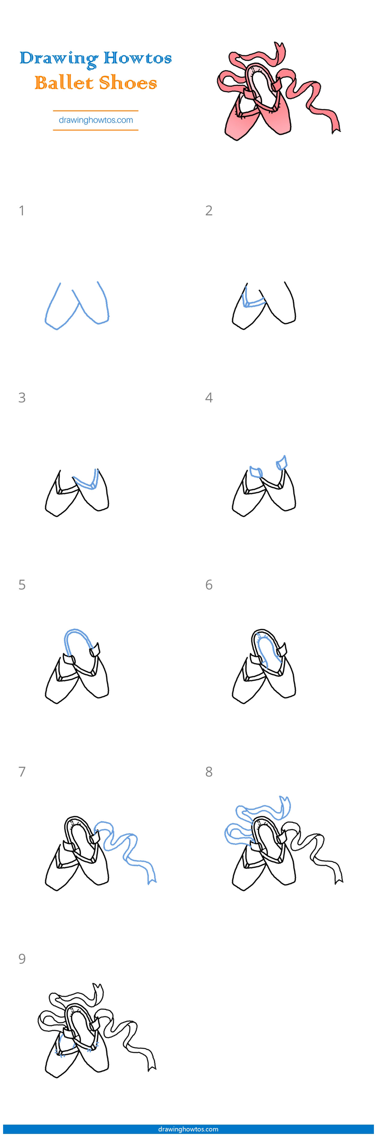 How to Draw Ballet Shoes Step by Step Easy Drawing
