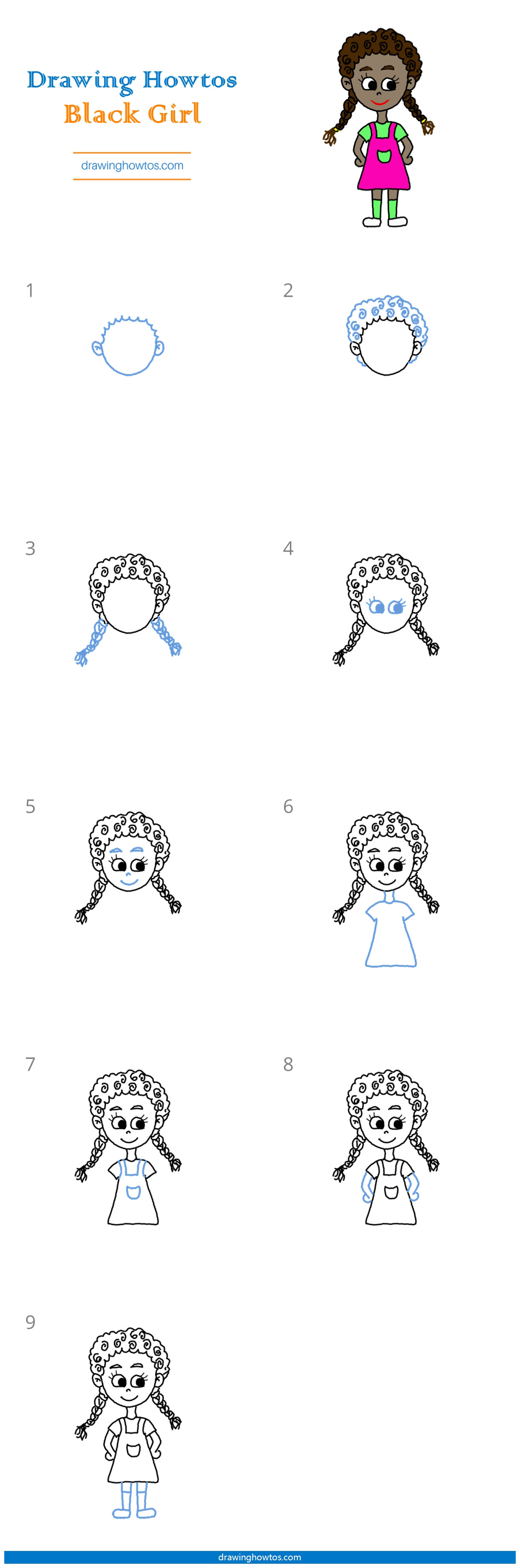 How to Draw a Black Girl Step by Step