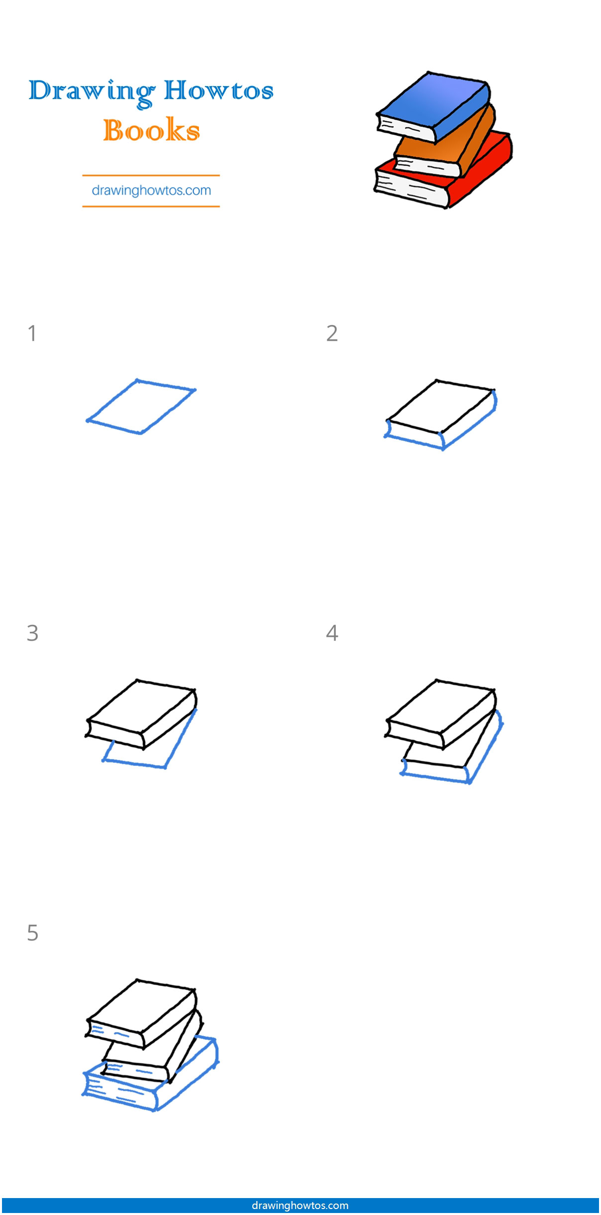 How to Draw Books Step by Step