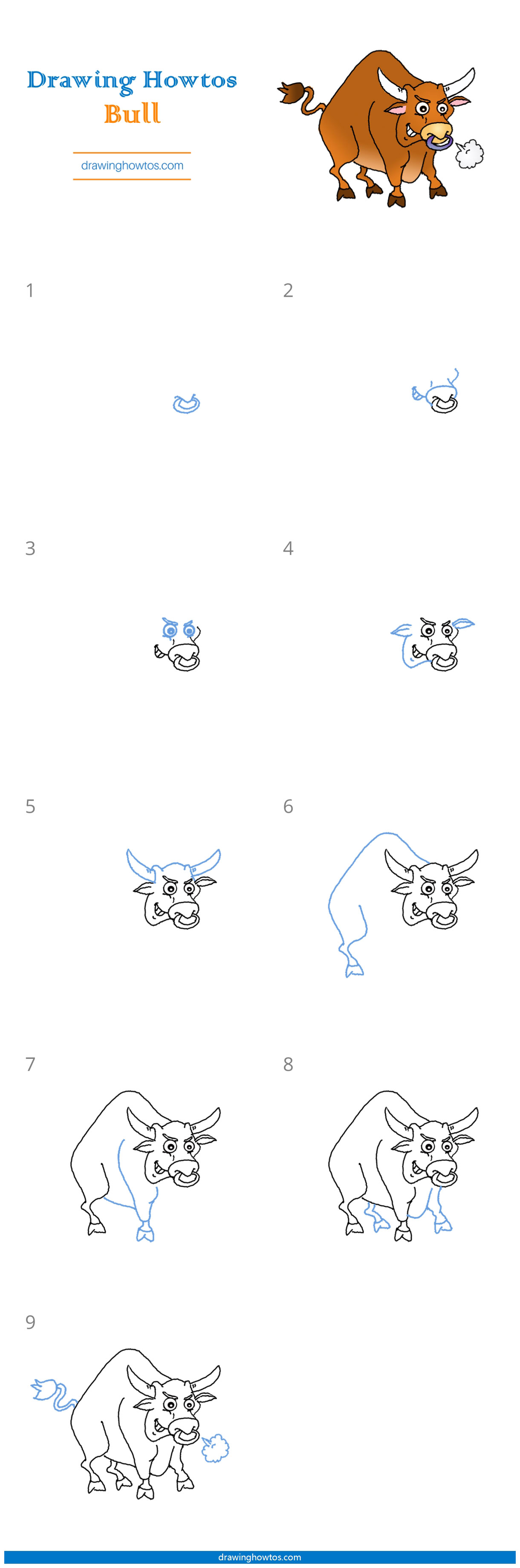 How to Draw an Angry Bull Step by Step