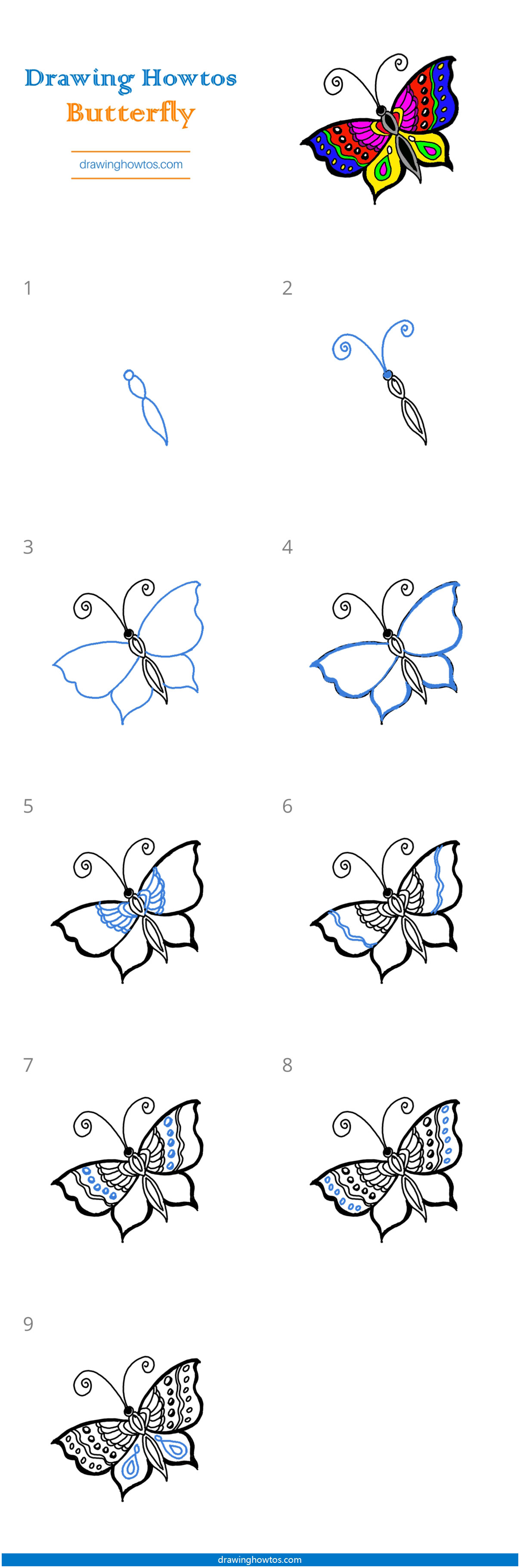 Butterfly Drawing Images Easy Step By Step - Kisanak Png