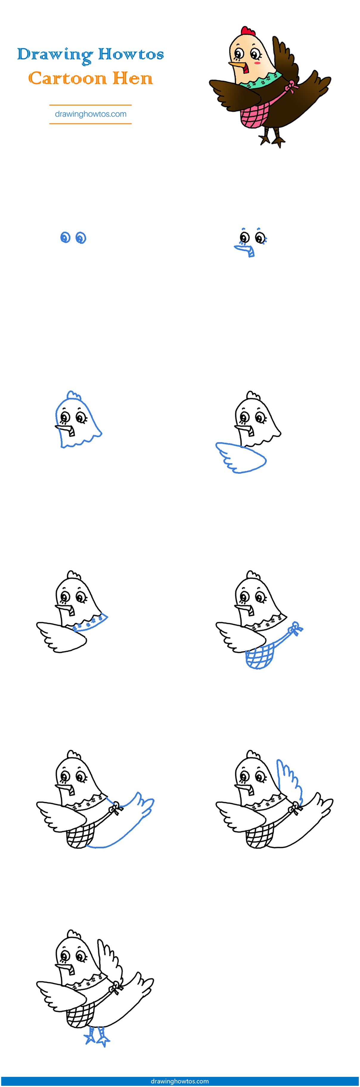 How to Draw a Cartoon Hen Step by Step