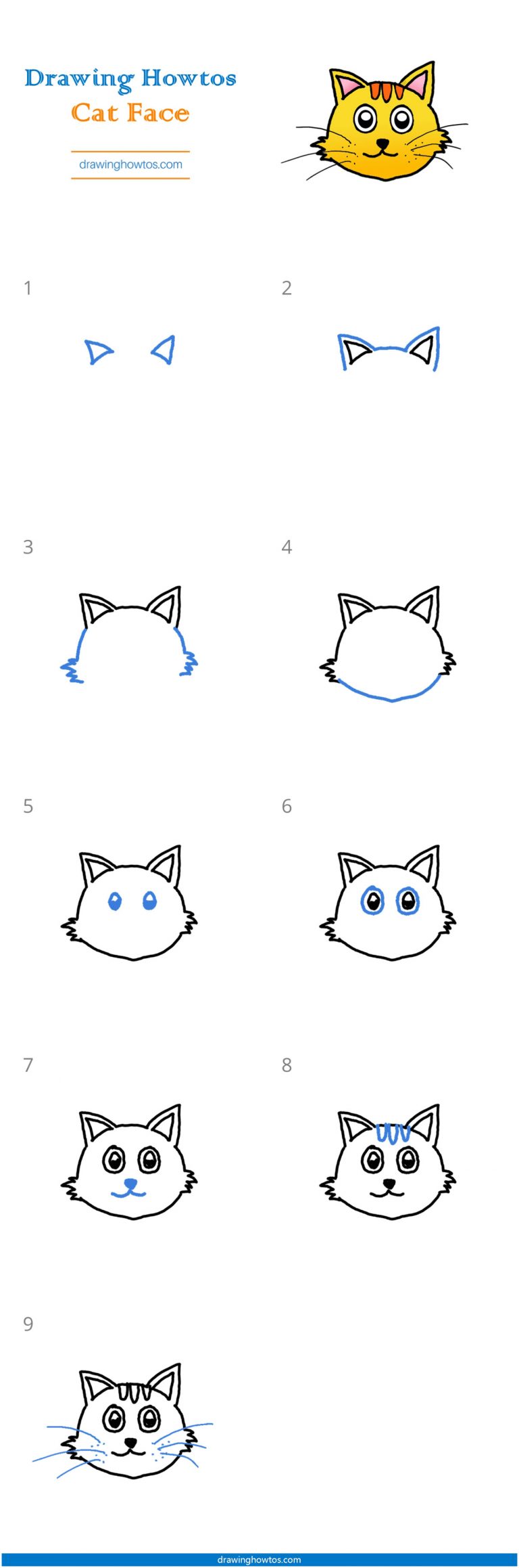 How to Draw a Cat Face - Step by Step Easy Drawing Guides - Drawing Howtos