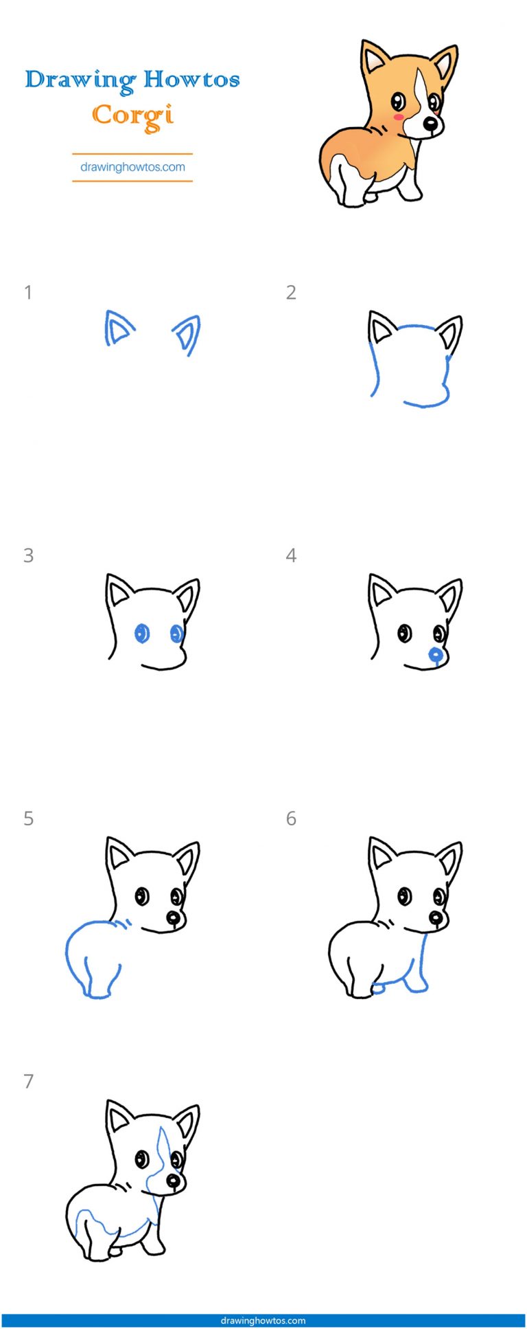 How to Draw a Corgi - Step by Step Easy Drawing Guides - Drawing Howtos