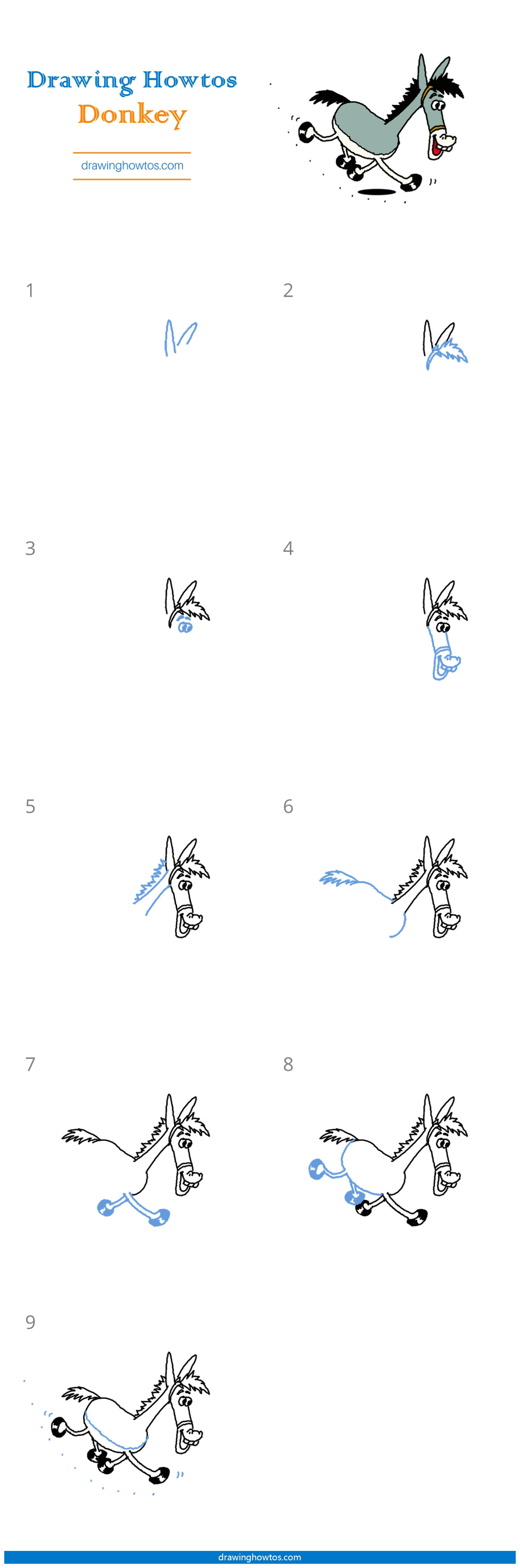 How to Draw a Funny Donkey Step by Step