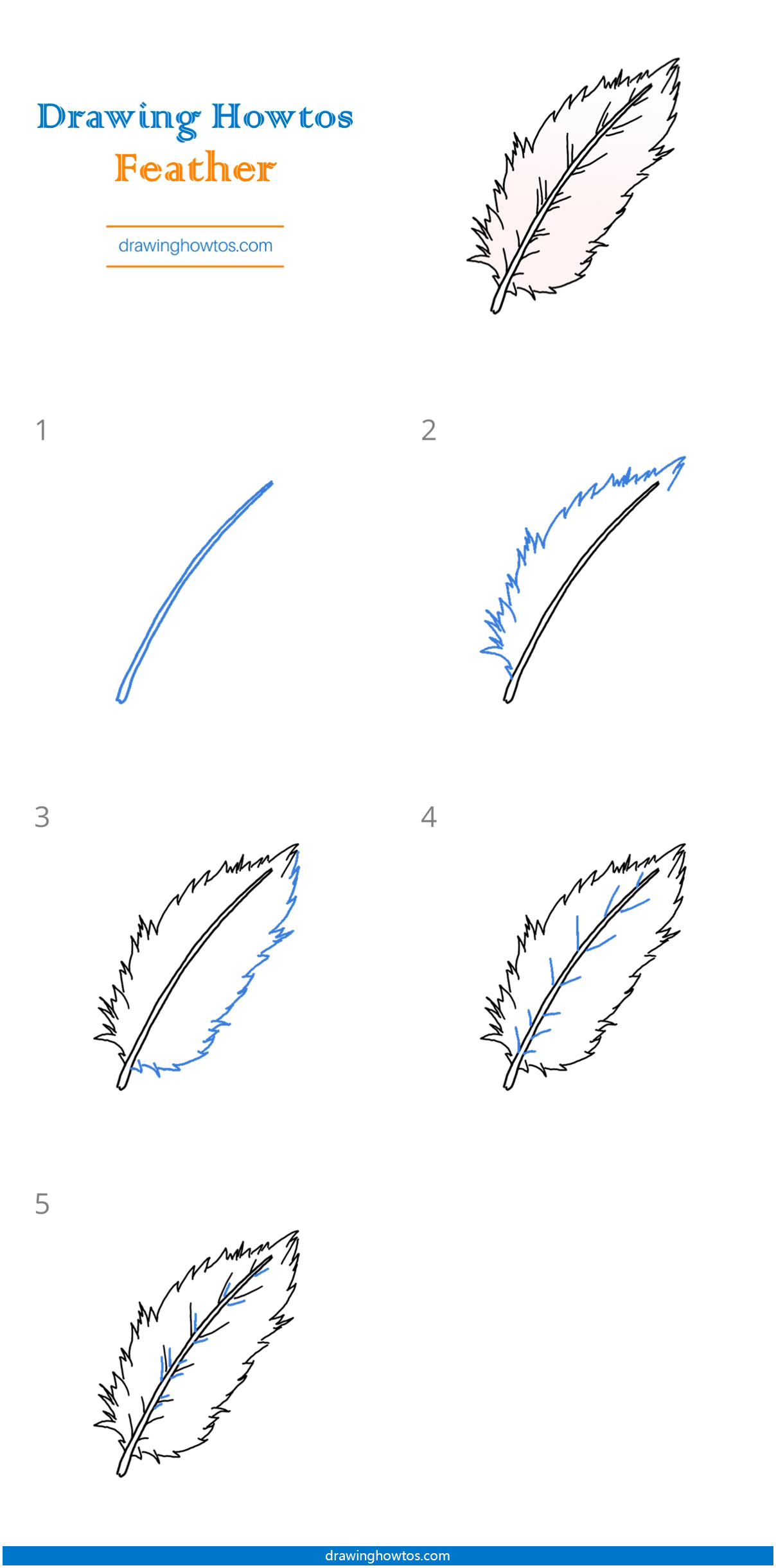 How to Draw a Feather - Step by Step Easy Drawing Guides - Drawing Howtos