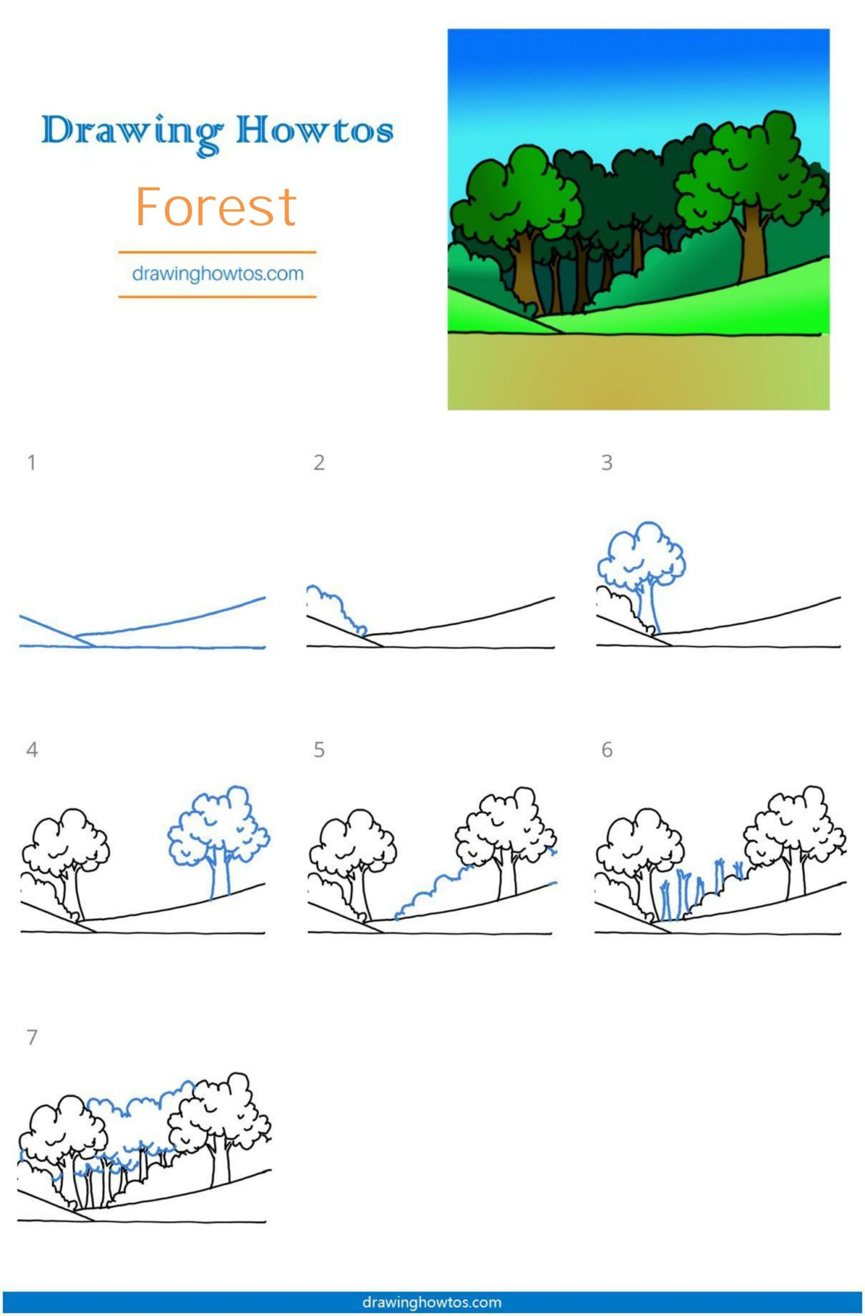 How to Draw a Forest Step by Step
