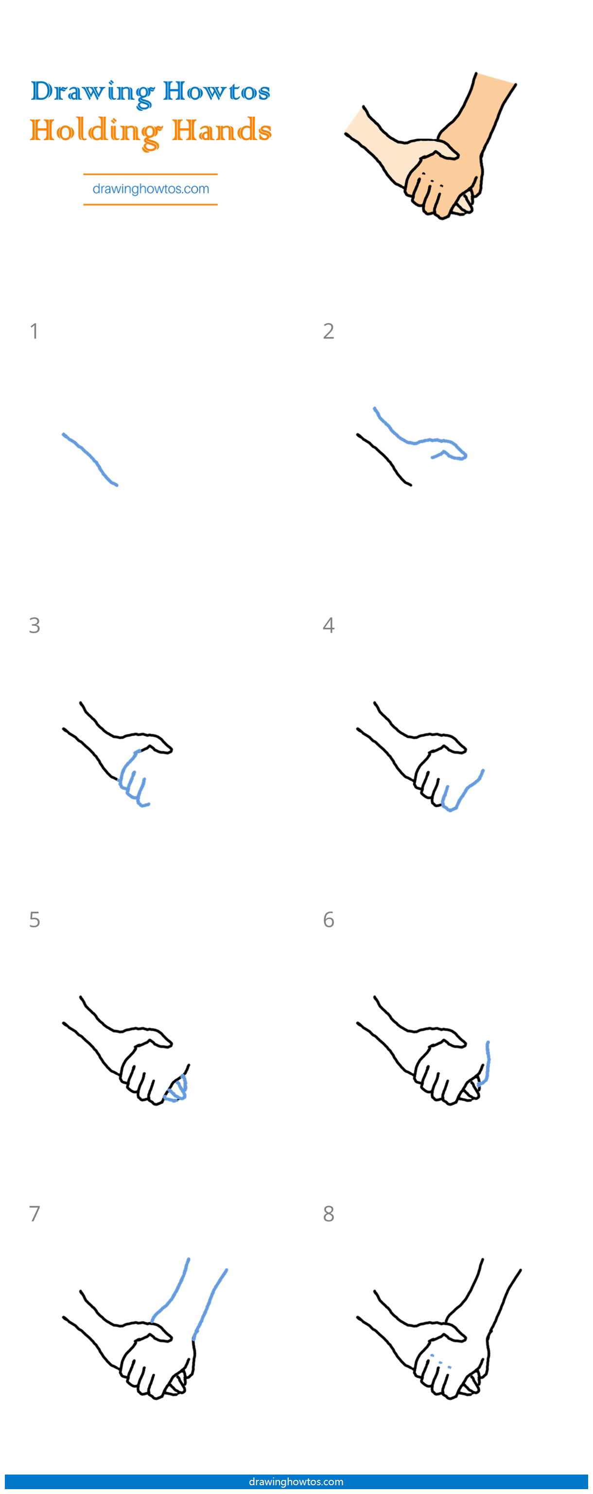 How to Draw Holding Hands Step by Step