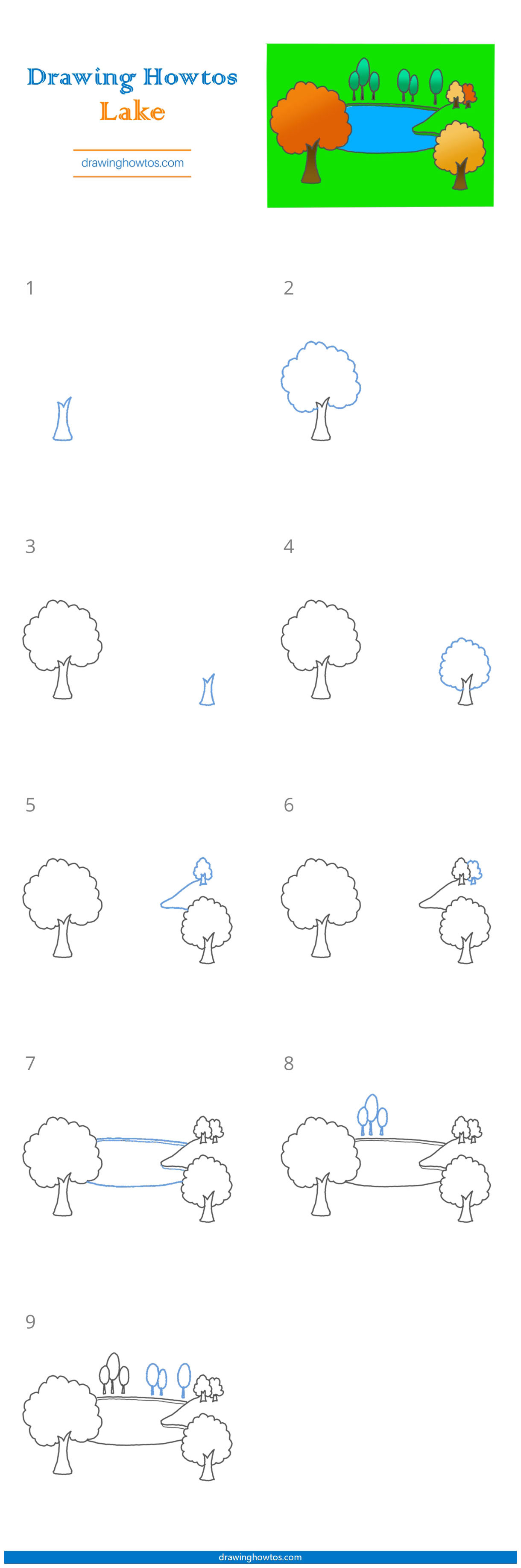 How to Draw a Lake Step by Step