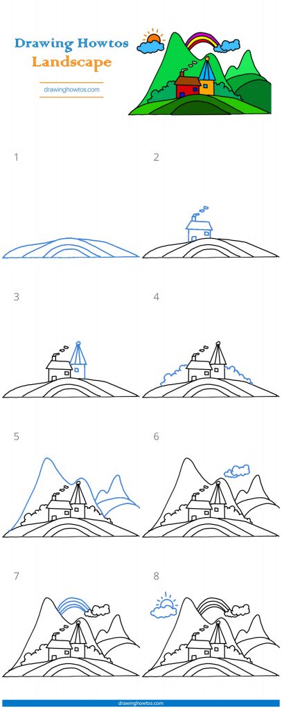 How to Draw a Landscape - Step by Step Easy Drawing Guides - Drawing Howtos