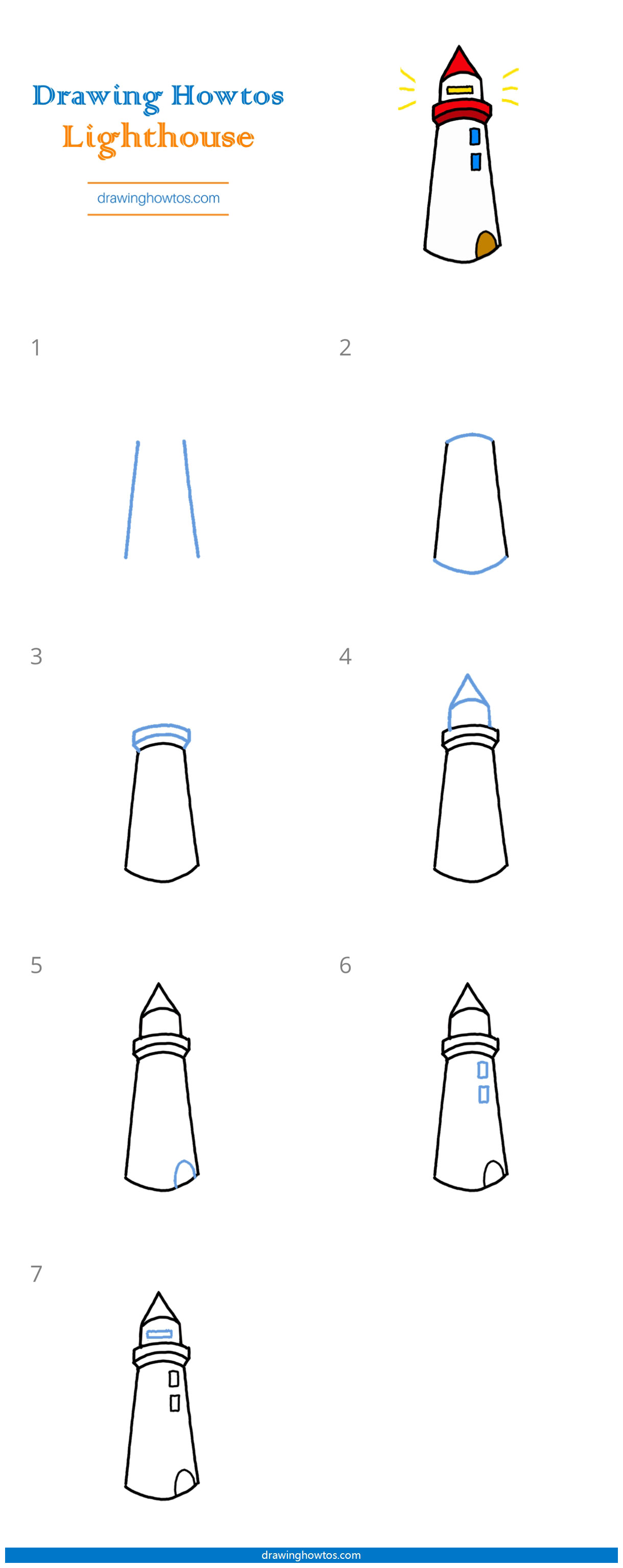 How to Draw a Lighthouse Step by Step Easy Drawing Guides Drawing