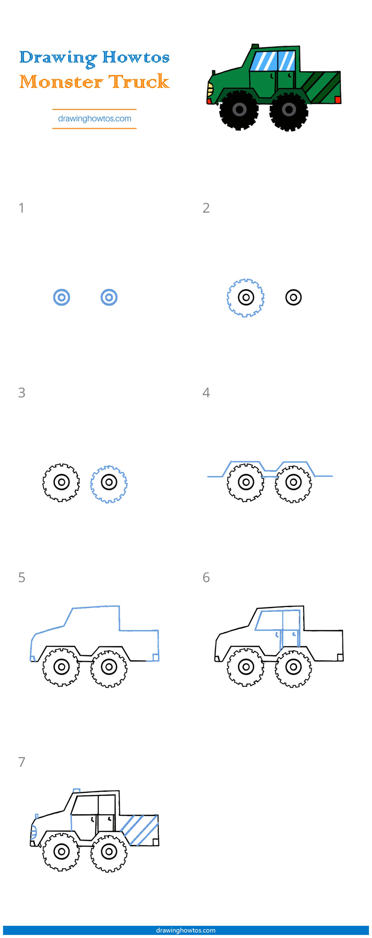 How to Draw a Monster Truck Step by Step