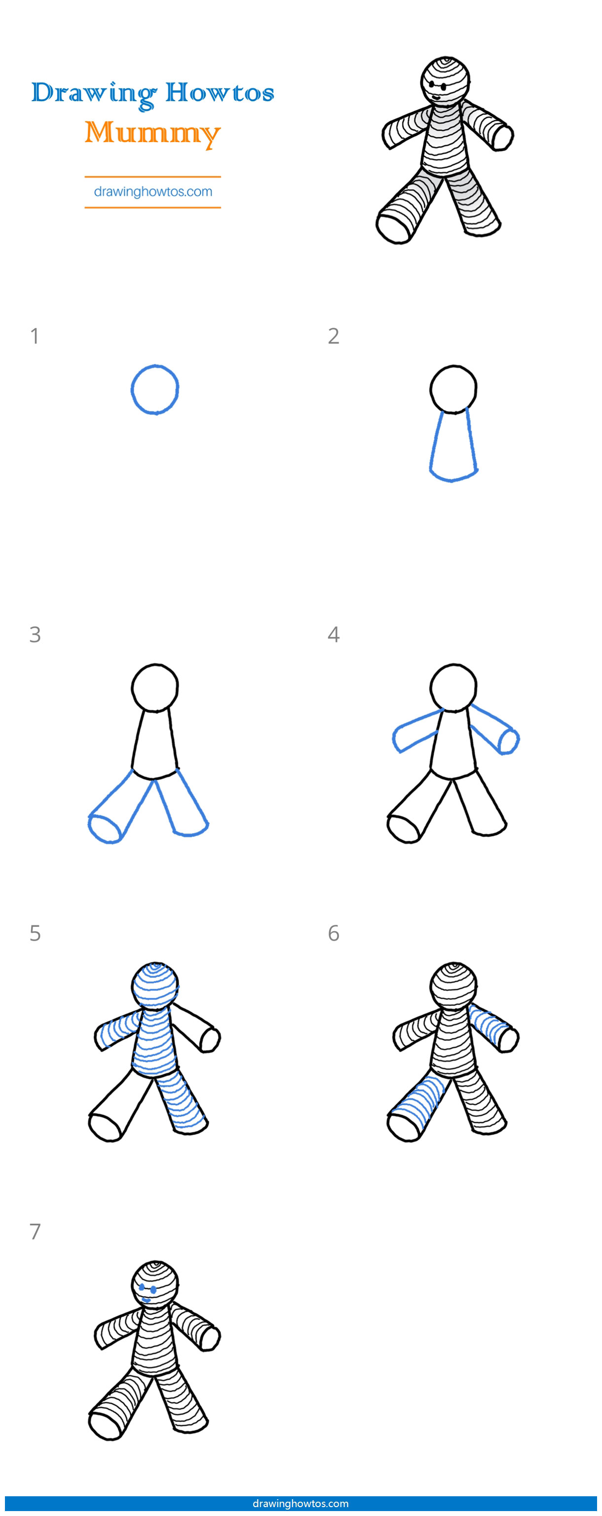 How to Draw a Walking Mummy Step by Step