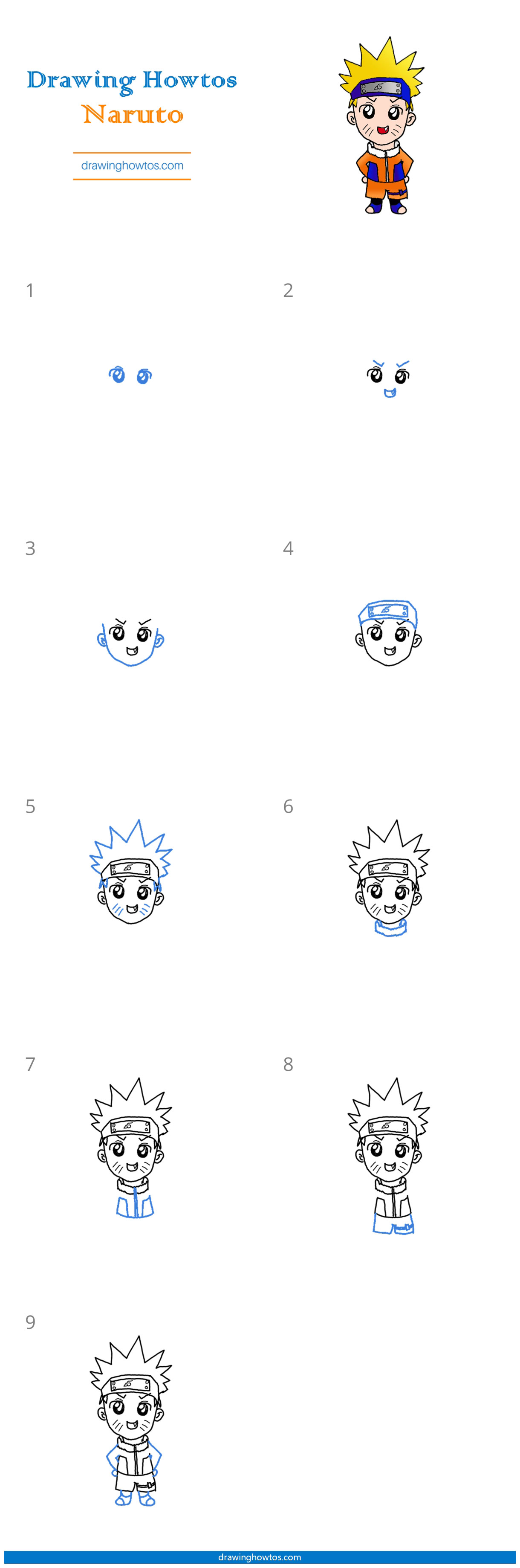 How to Draw a Cute Naruto Uzumaki Step by Step