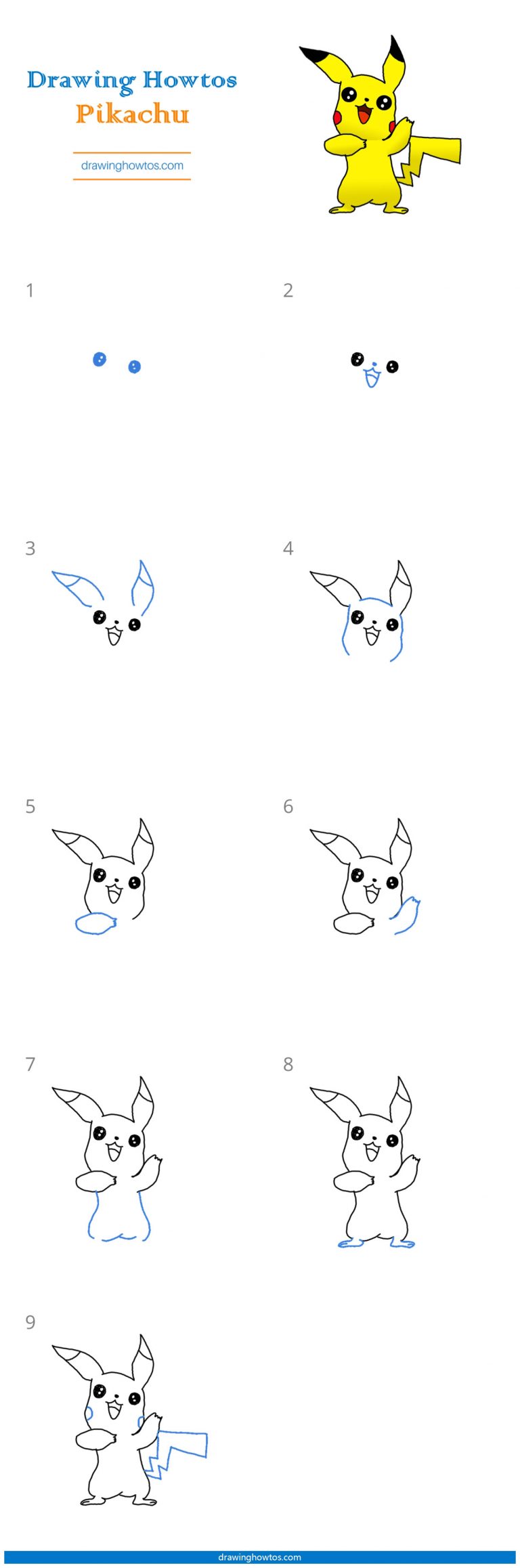 How to Draw a Pikachu - Step by Step Easy Drawing Guides - Drawing Howtos