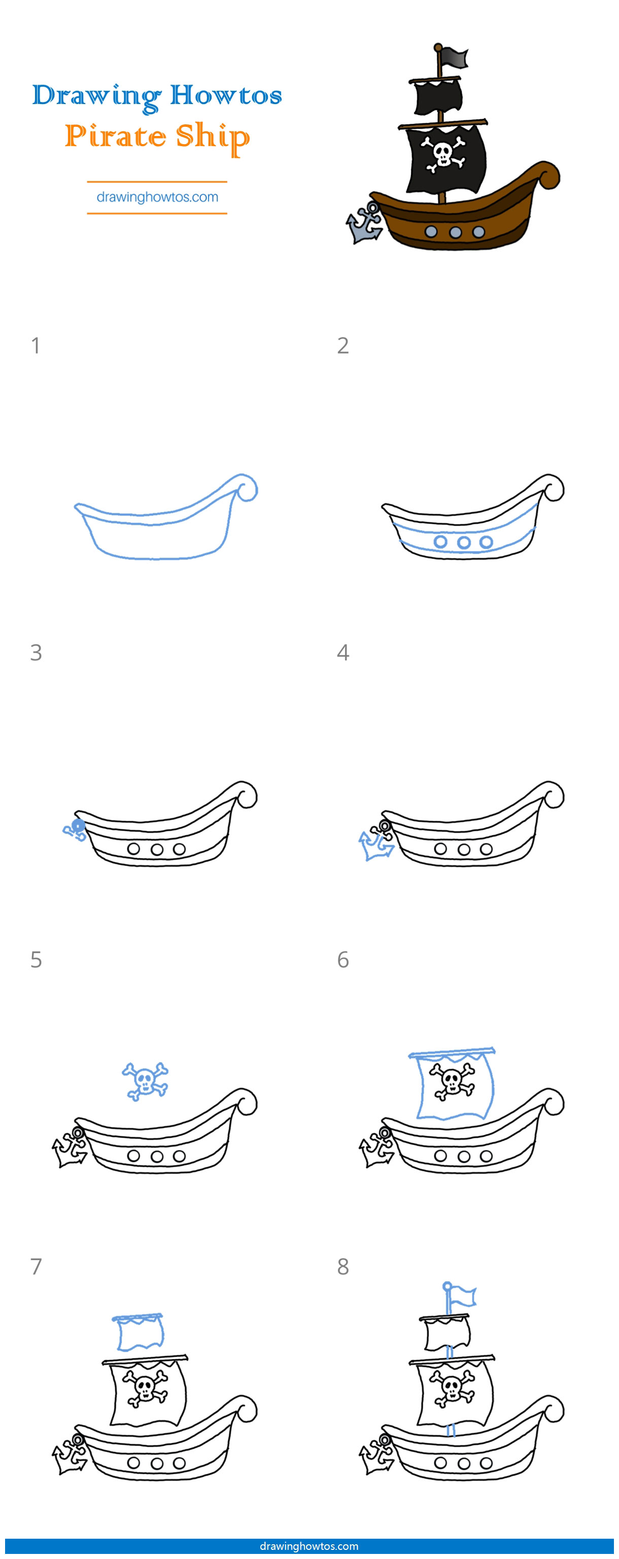How to Draw a Pirate Ship Step by Step