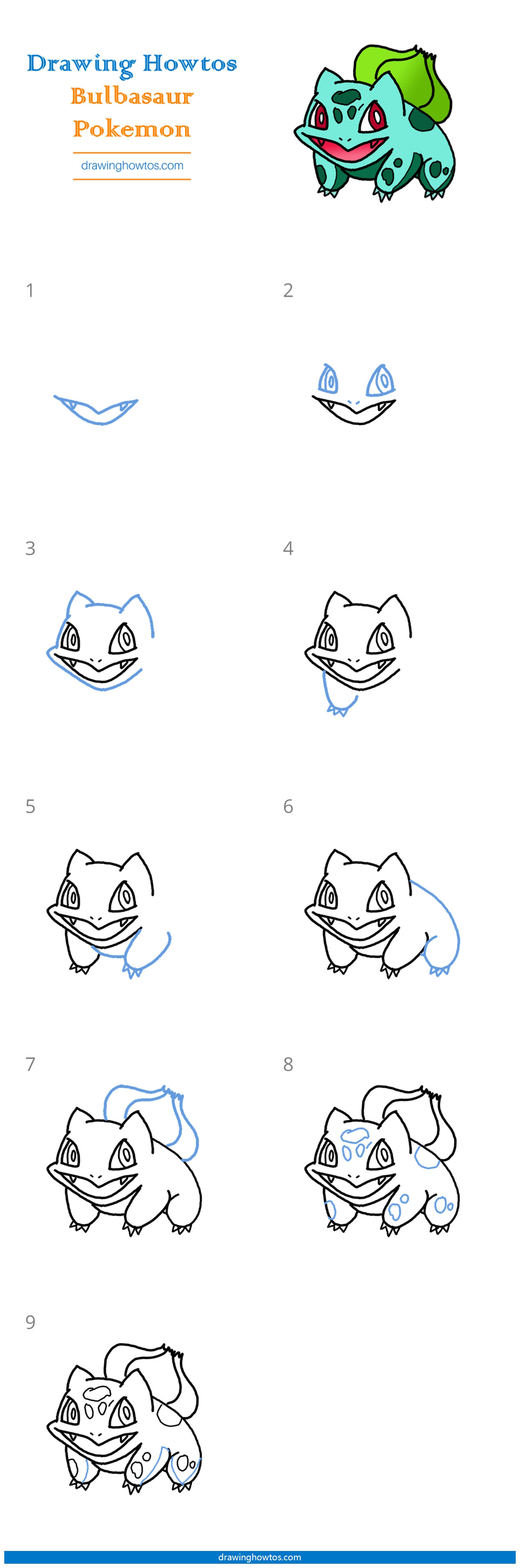 How to Draw Pokemon Bulbasaur Step by Step