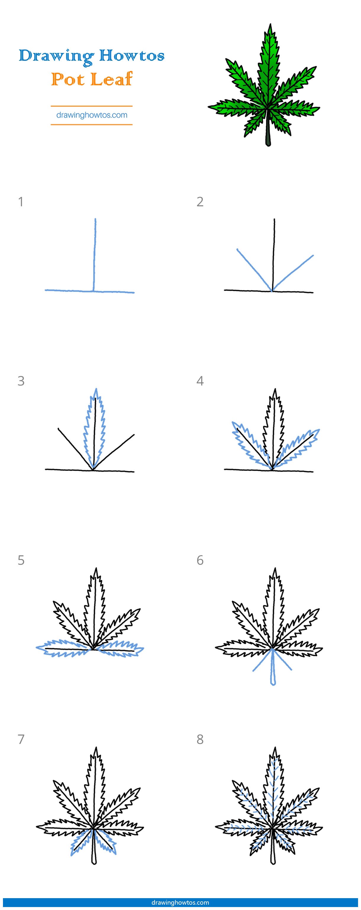 How to Draw a Pot Leaf - Step by Step Easy Drawing Guides - Drawing Howtos