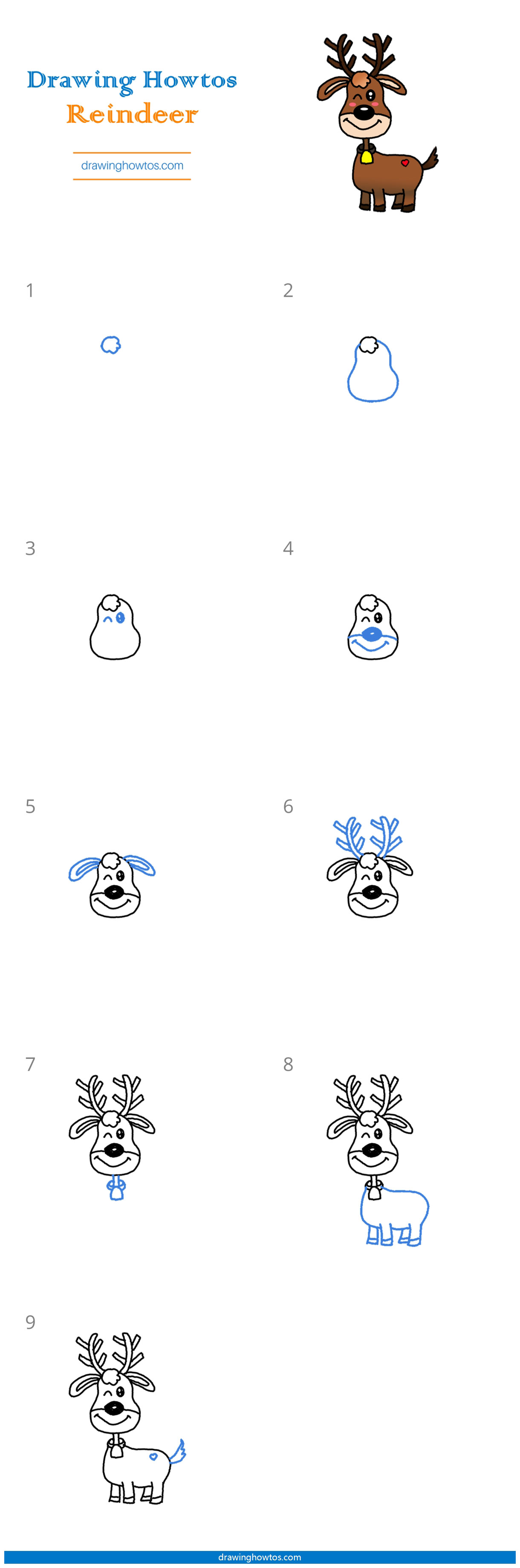 How to Draw a Reindeer Step by Step