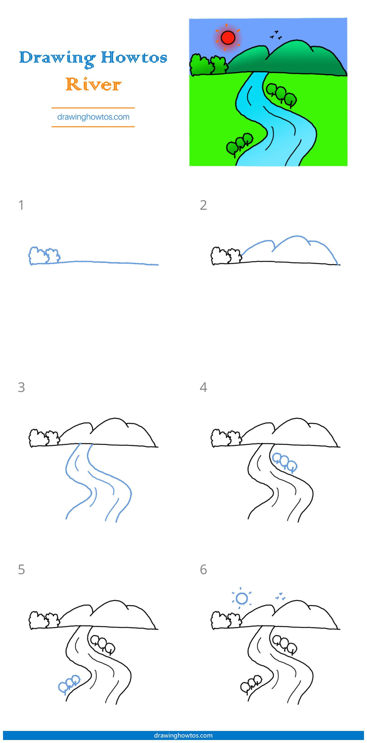 How to Draw a River Step by Step