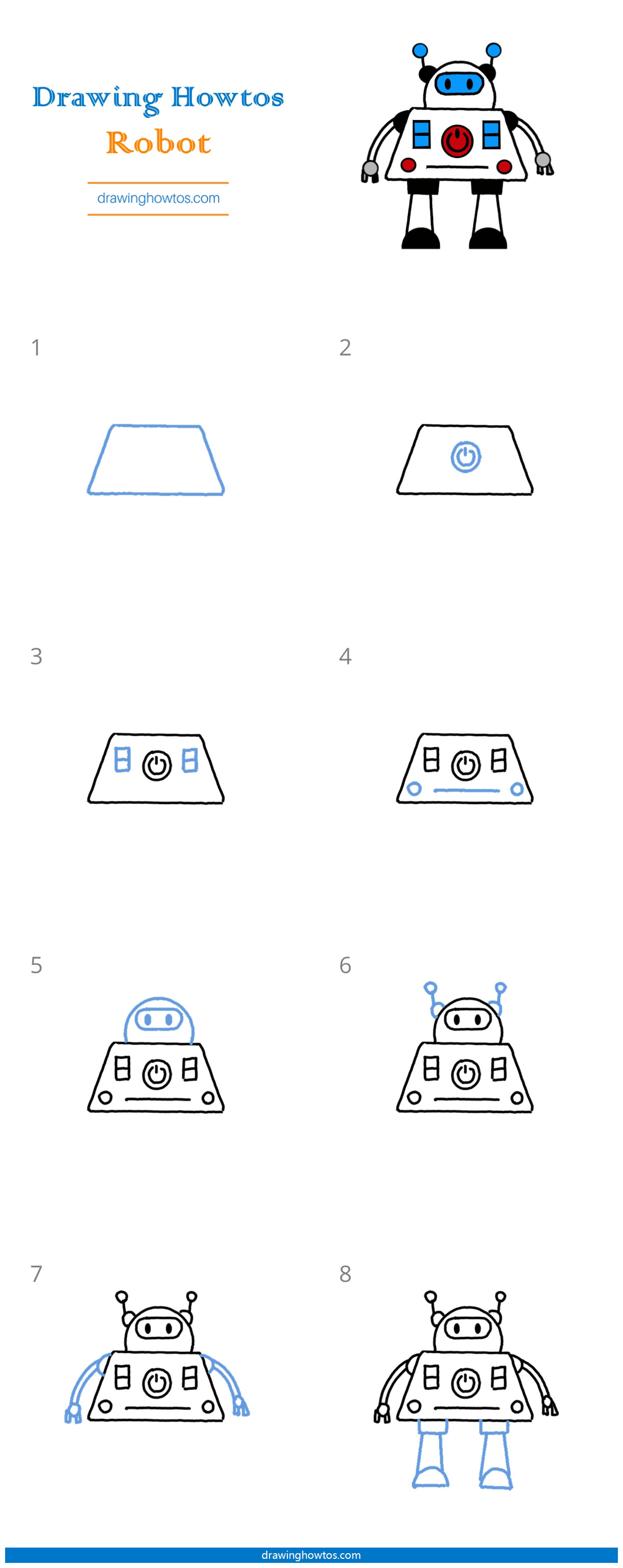 Comment dessiner un robot  How to draw a robot step by step 
