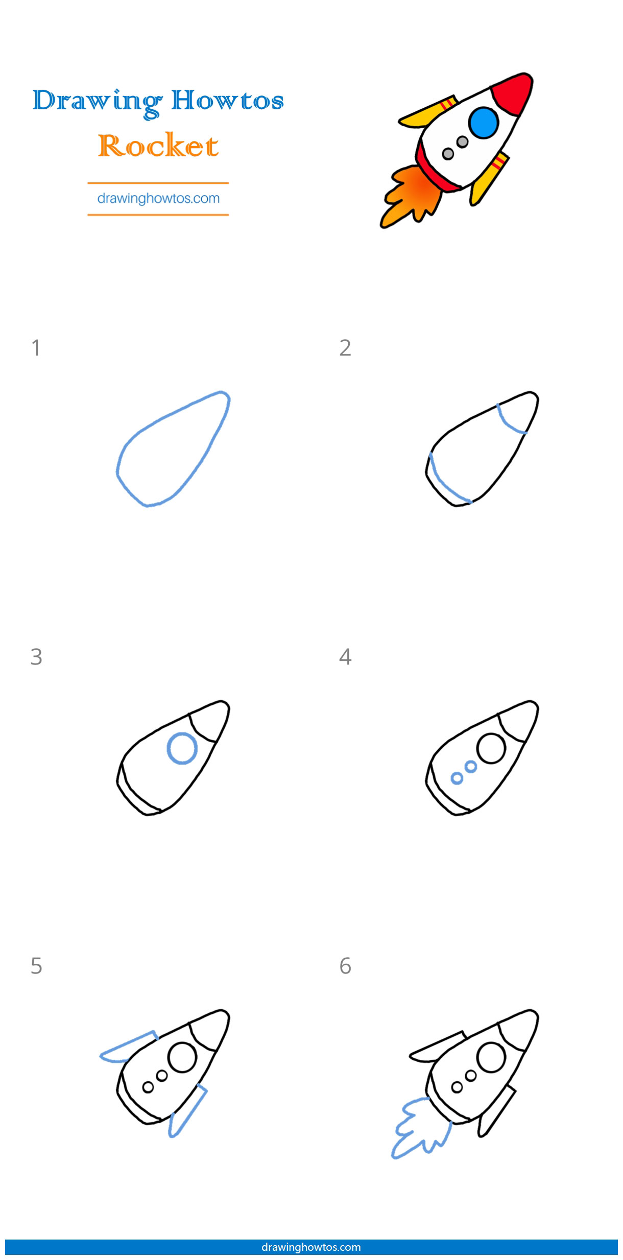 How to Draw a Rocket Step by Step