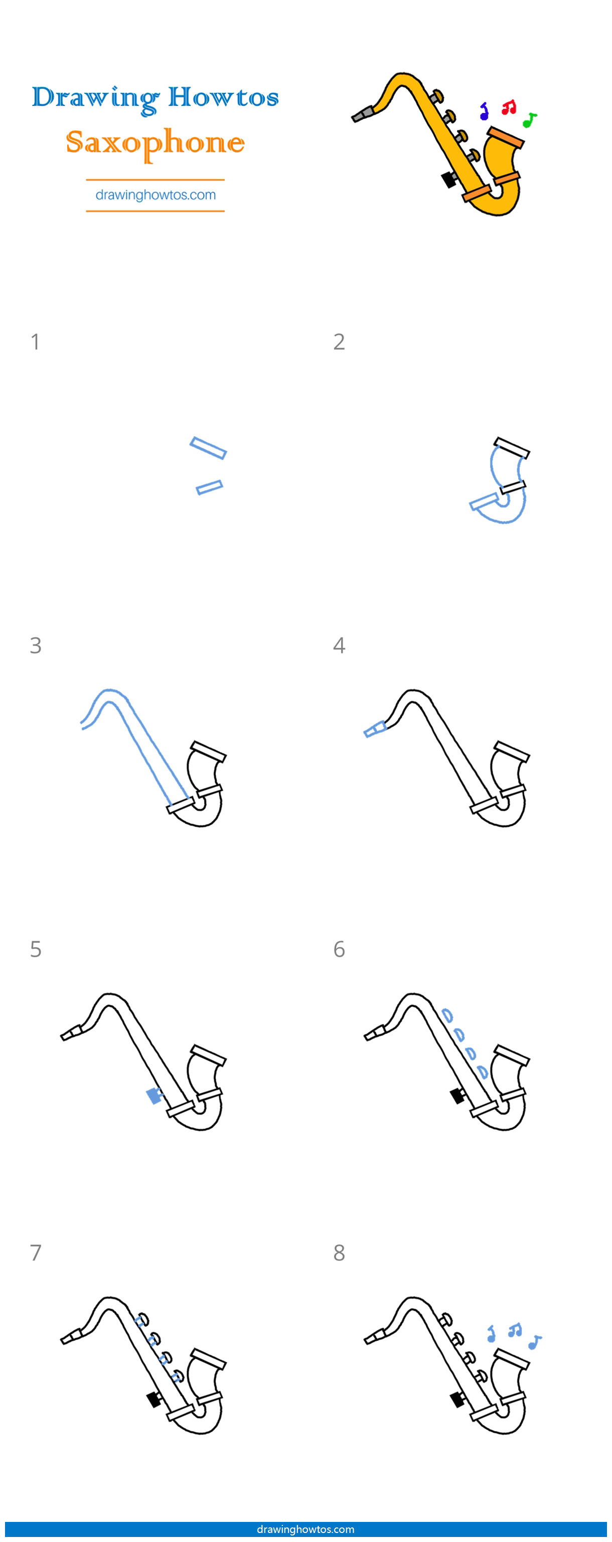 How to Draw a Saxophone Step by Step