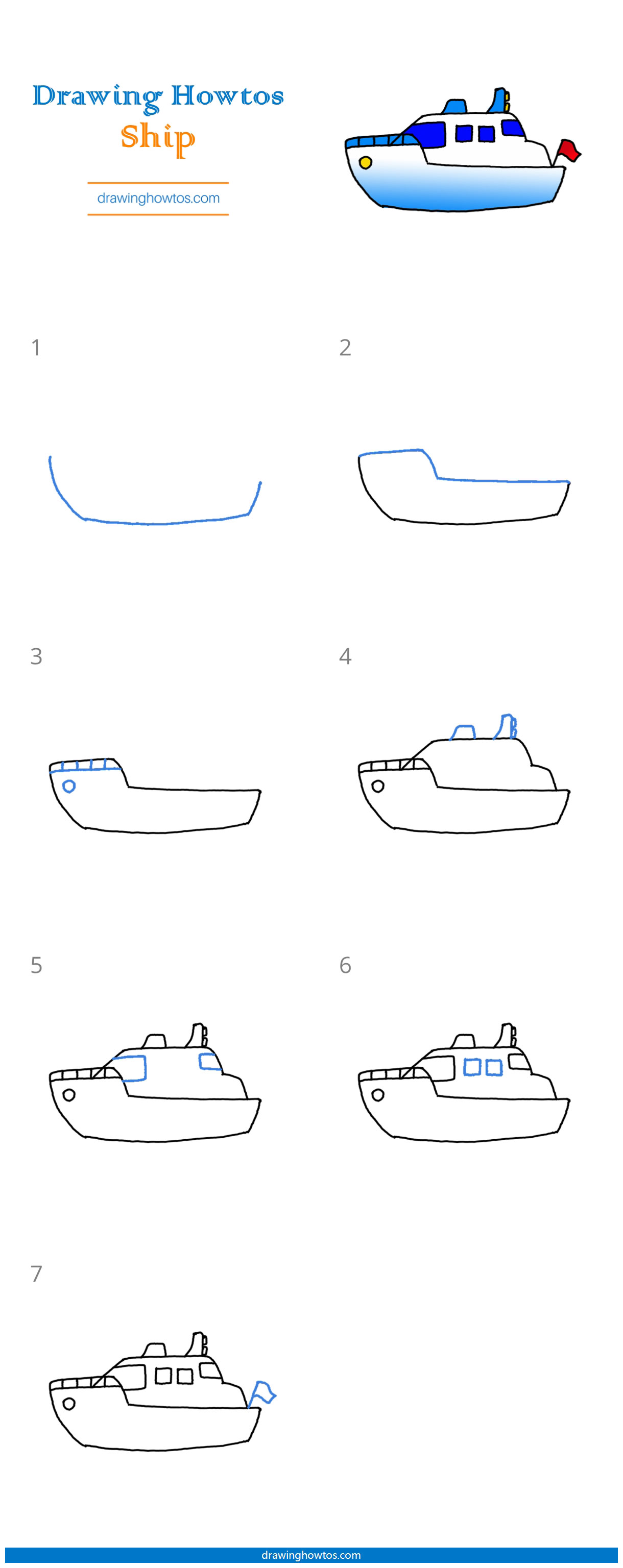 How to Draw a Ship Step by Step