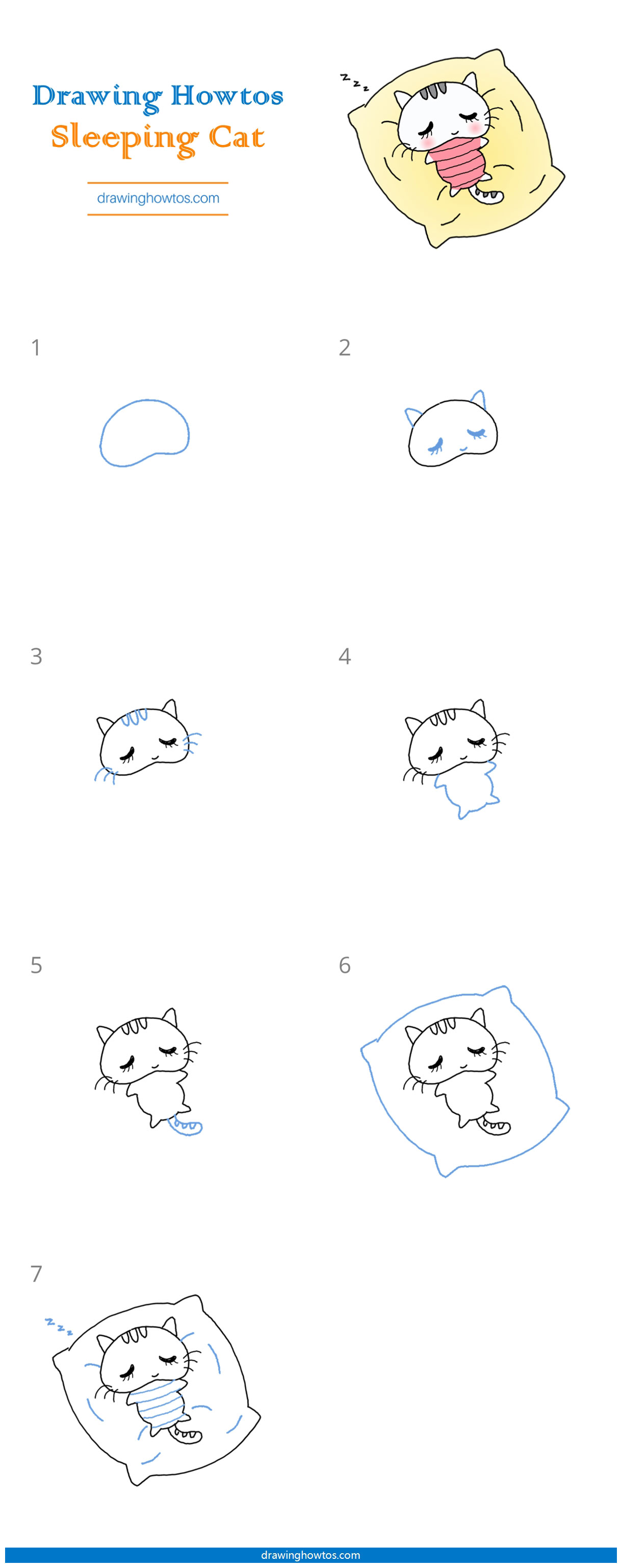 How to Draw a Sleeping Cat Step by Step